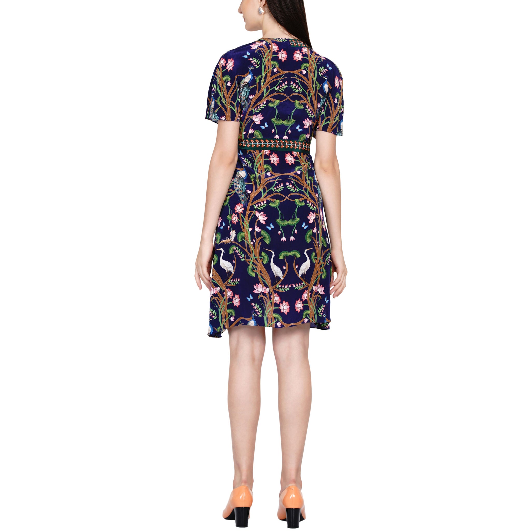 Embroidered Wrap Dress