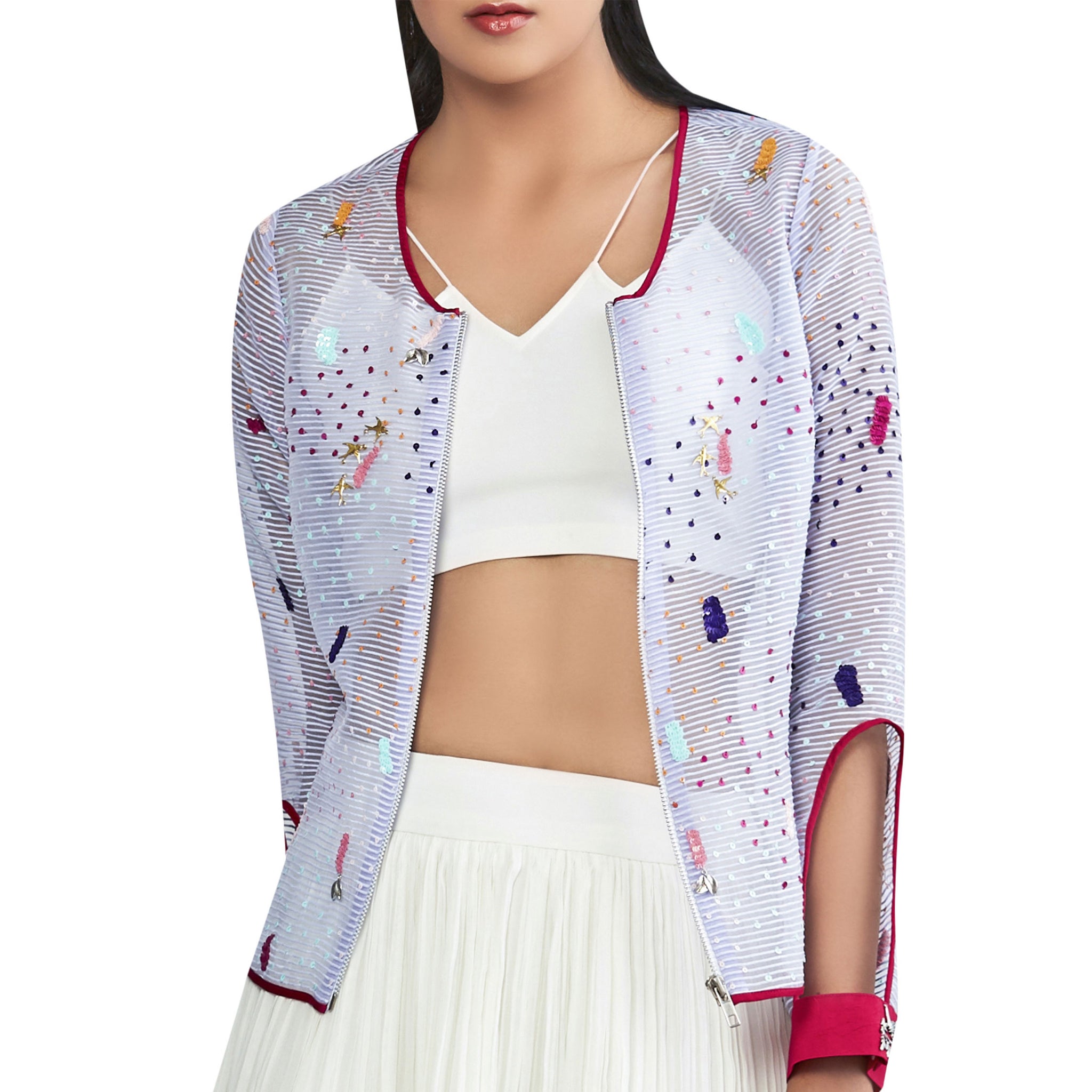 Hand Embroidered Organza Jacket