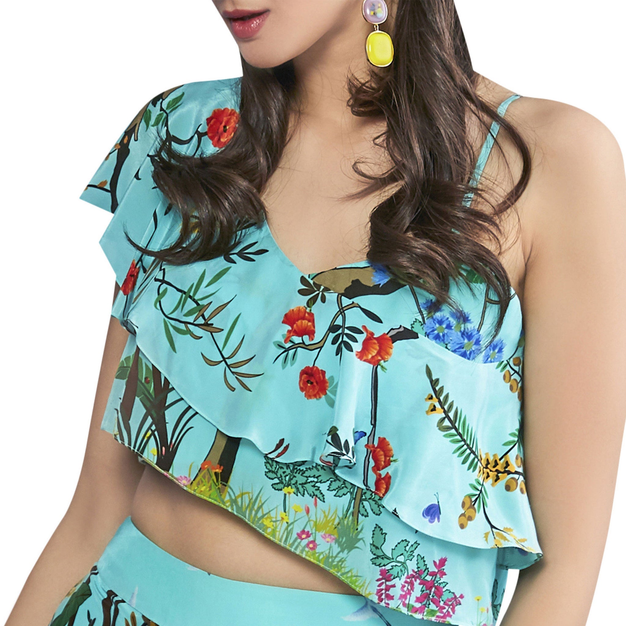 Printed Ruffled Crop Top
