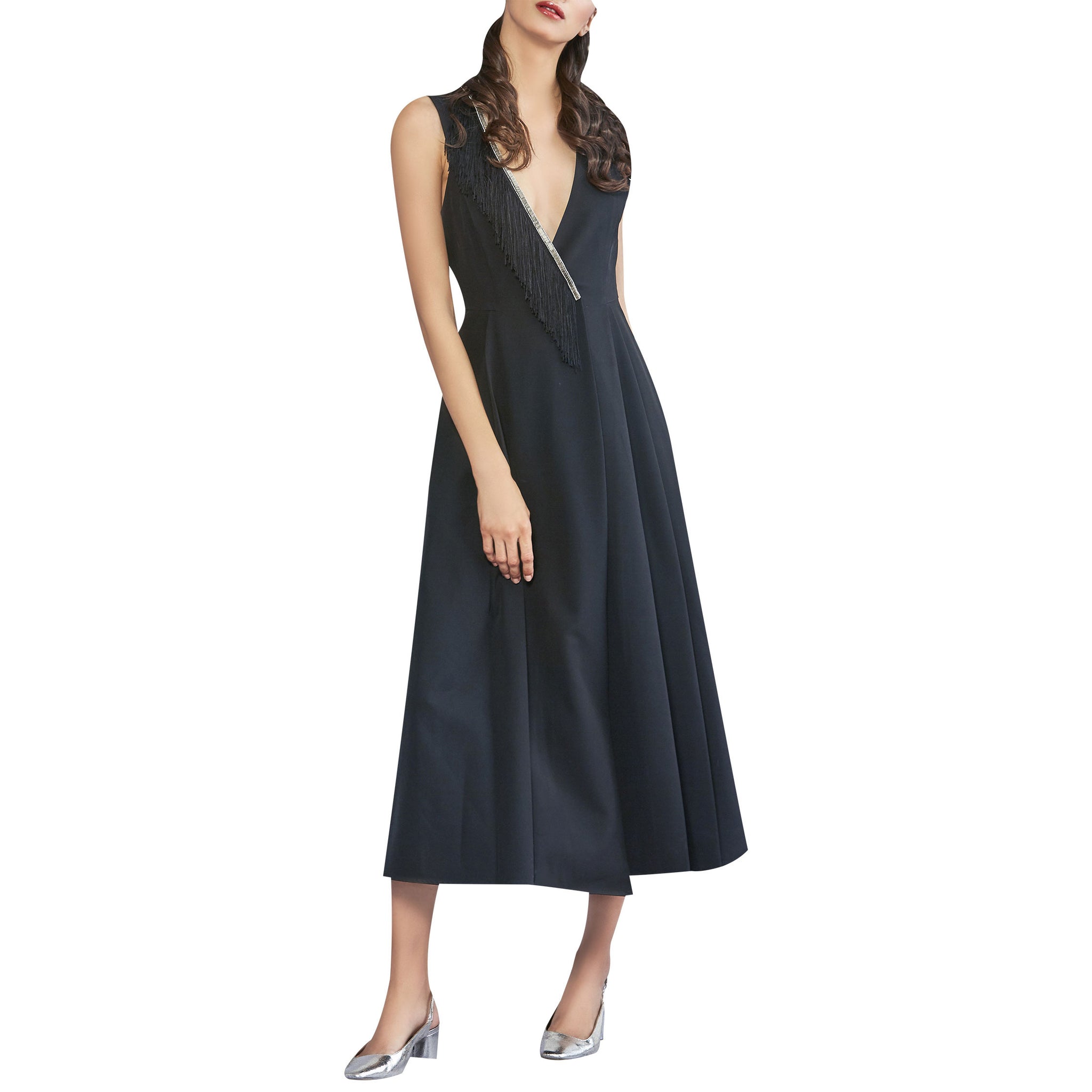 Fringe Embellished Wrap Dress
