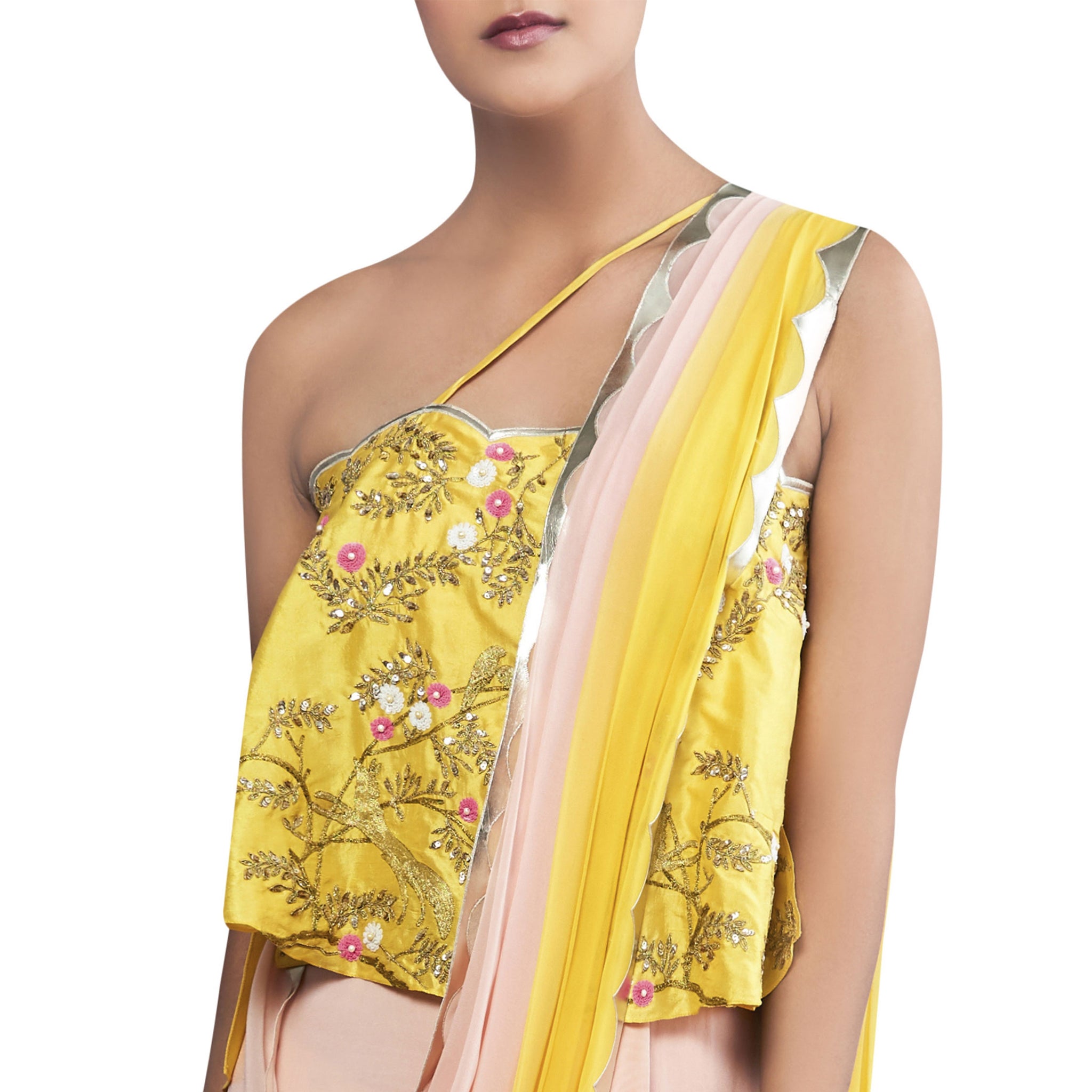 Embroidered Ombre Pre- Draped Sari