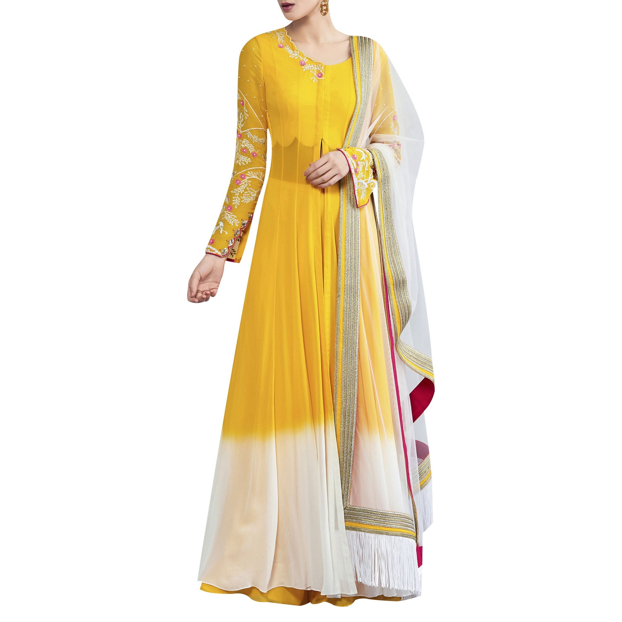 Embroidered Kalidar Kurta with Sharara & Dupatta