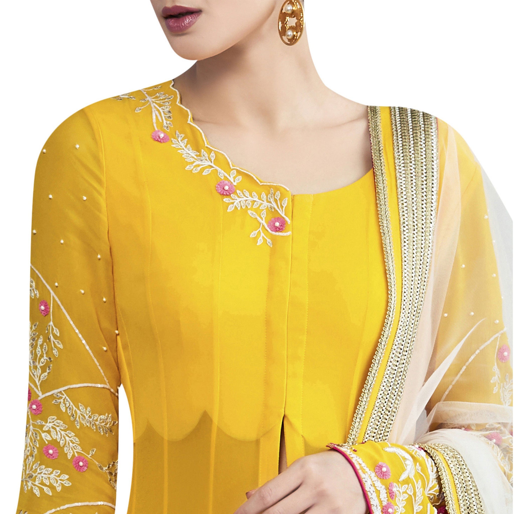 Embroidered Kalidar Kurta with Sharara & Dupatta
