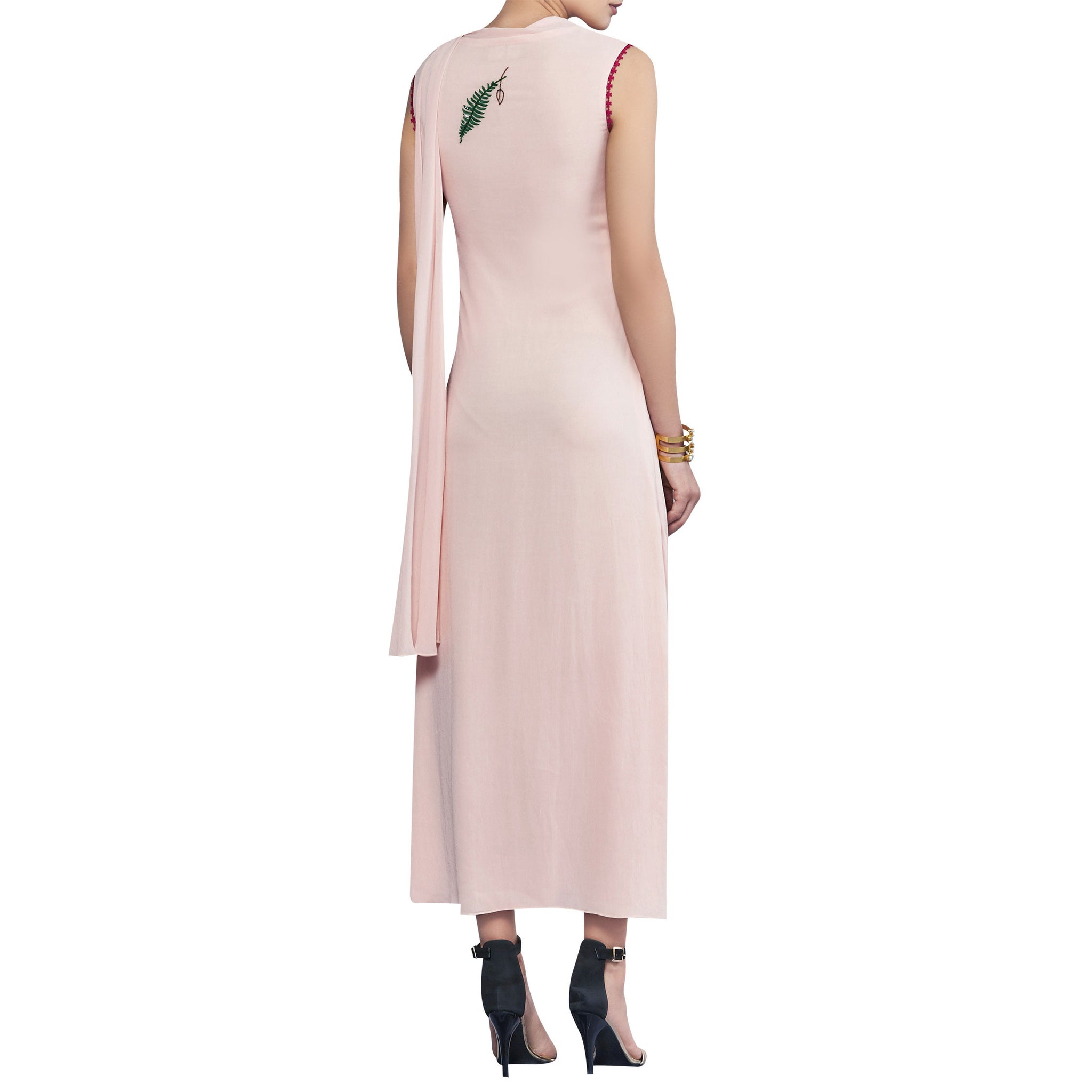 Embroidered Draped Dress