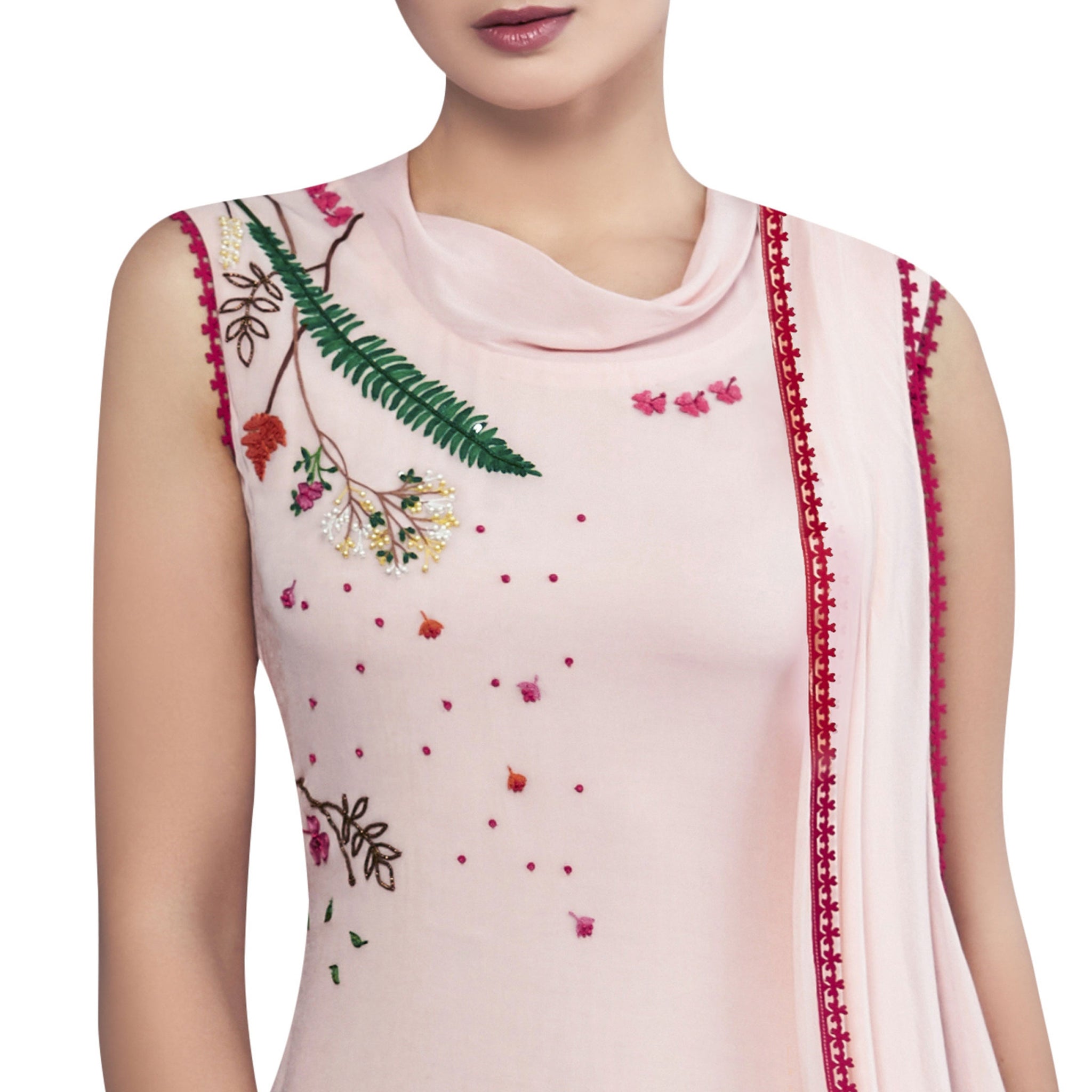 Embroidered Draped Dress