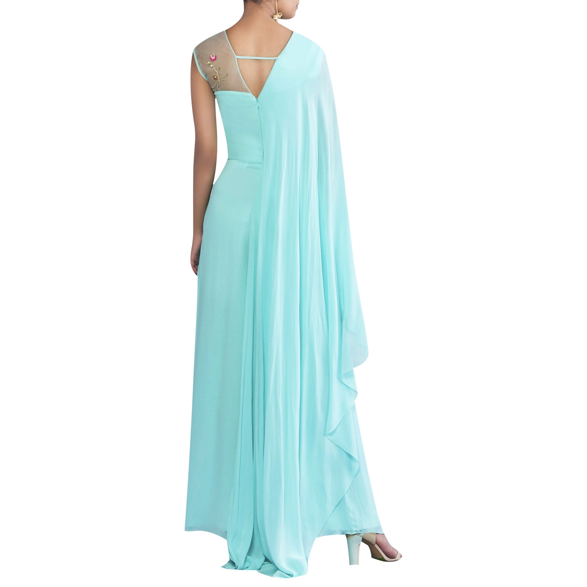 Embroidered Draped Jumpsuit