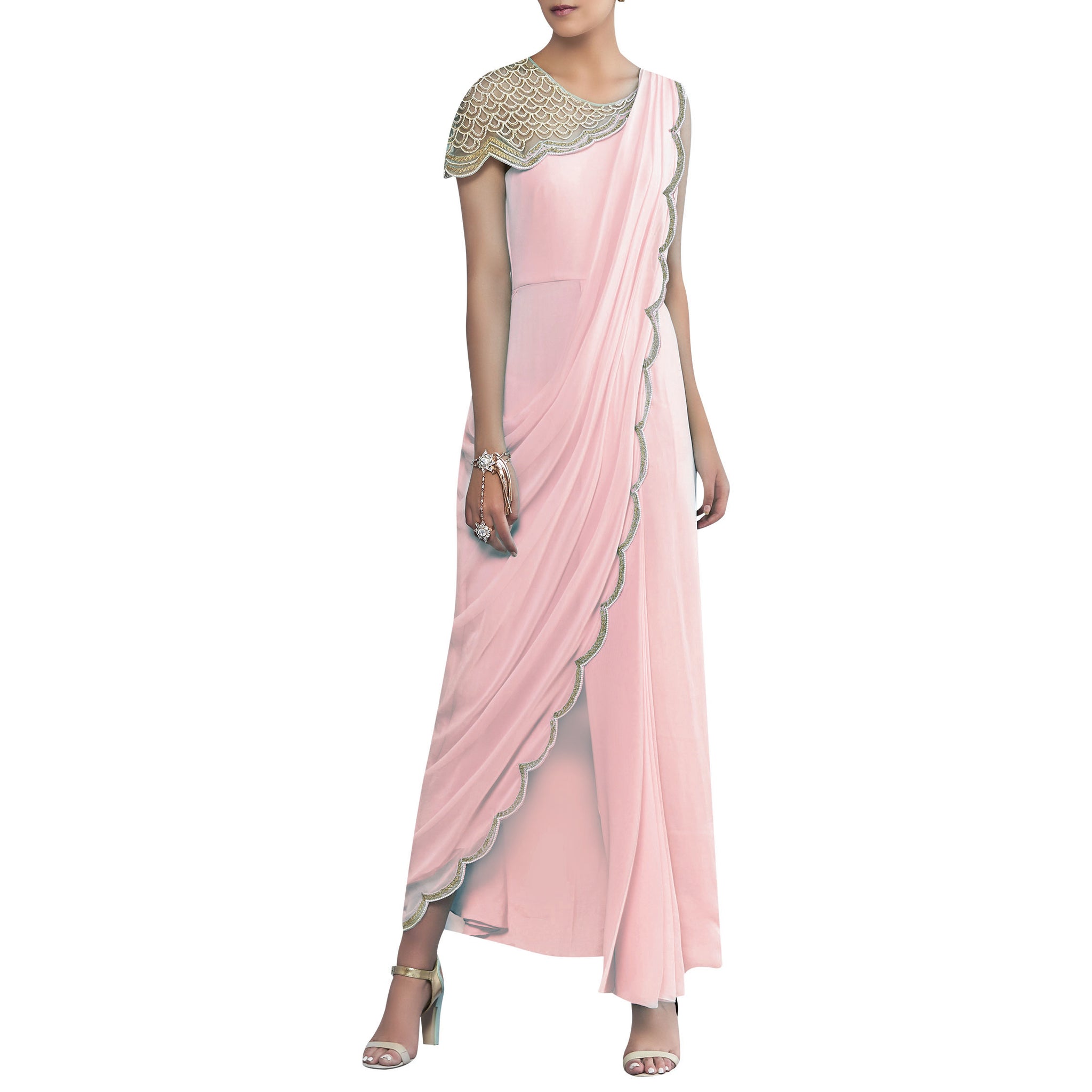 Embroidered Pre-Draped Sari