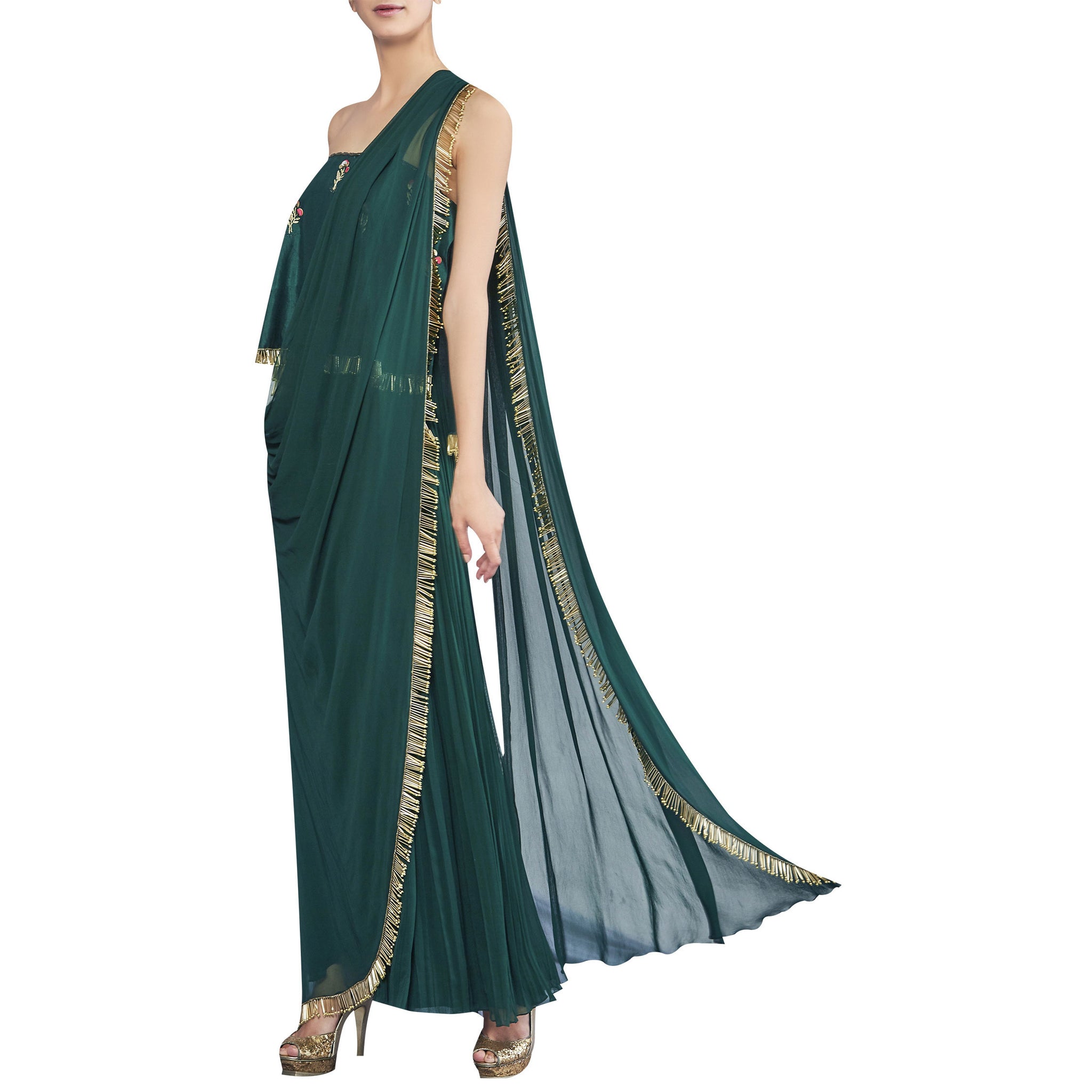 Embroidered Jumpsuit Sari