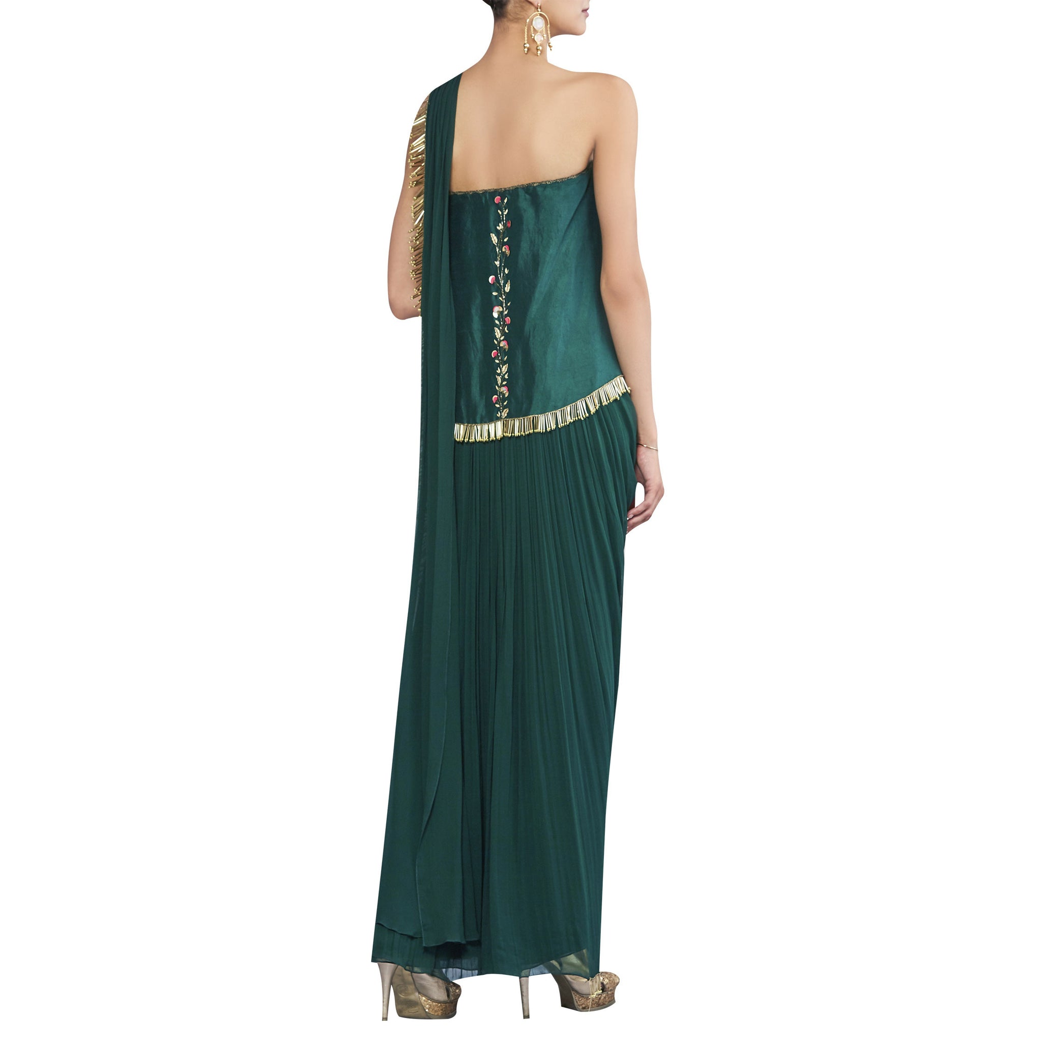 Embroidered Jumpsuit Sari