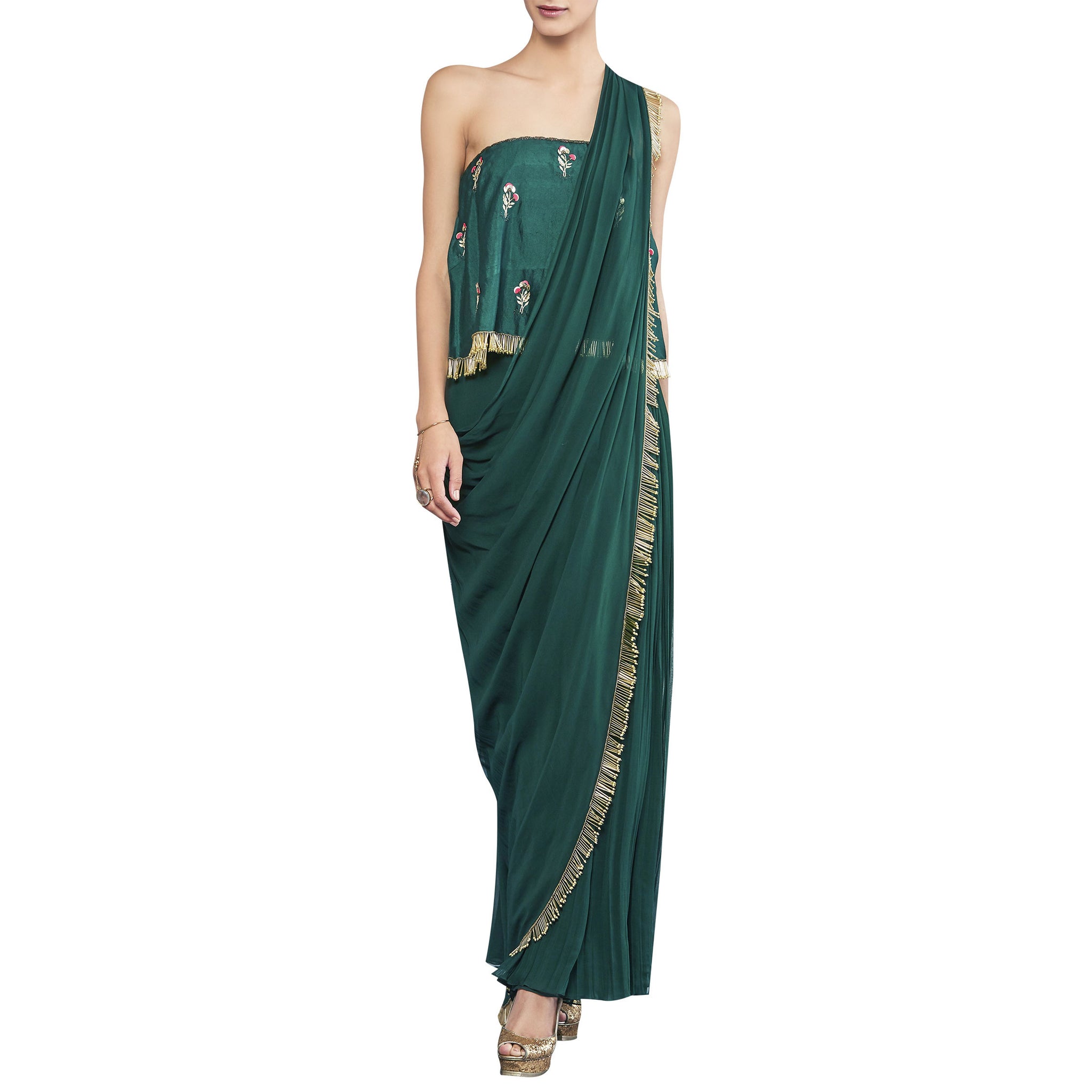 Embroidered Jumpsuit Sari