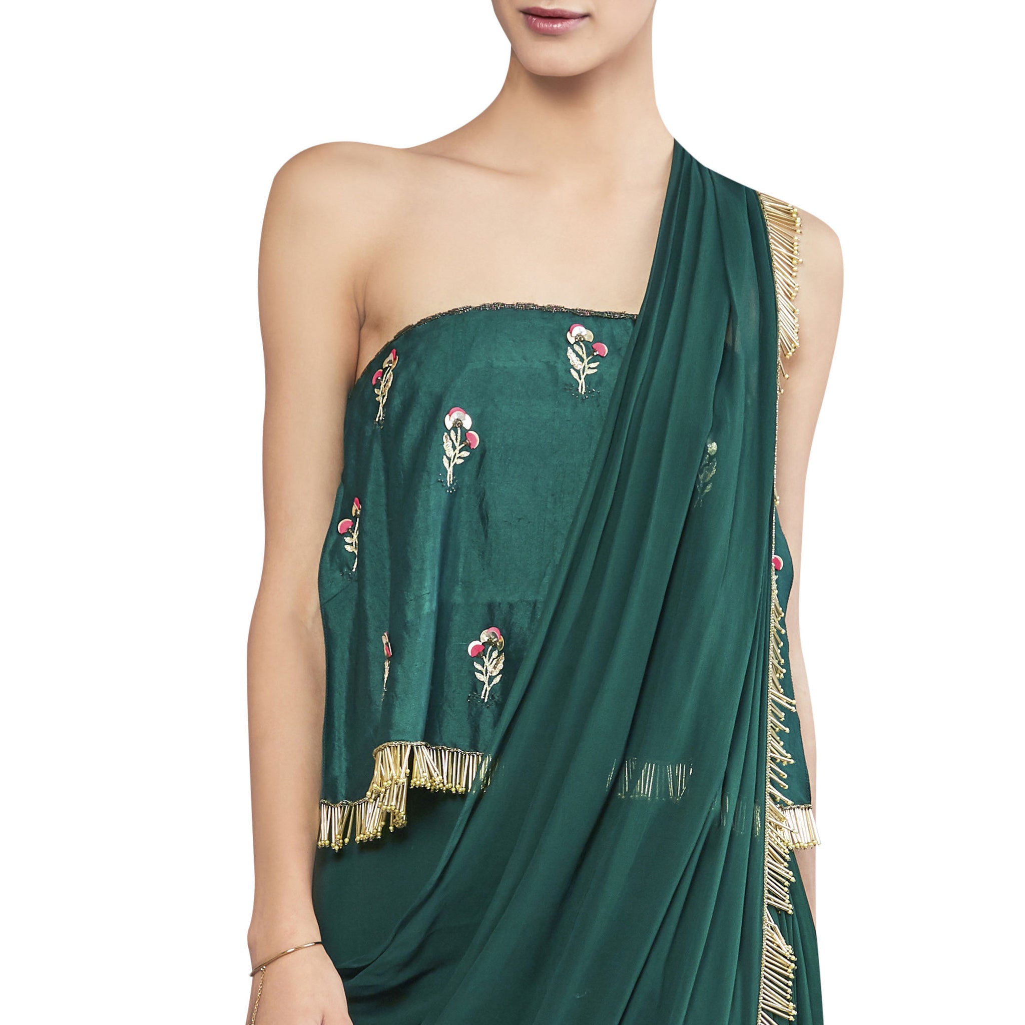 Embroidered Jumpsuit Sari