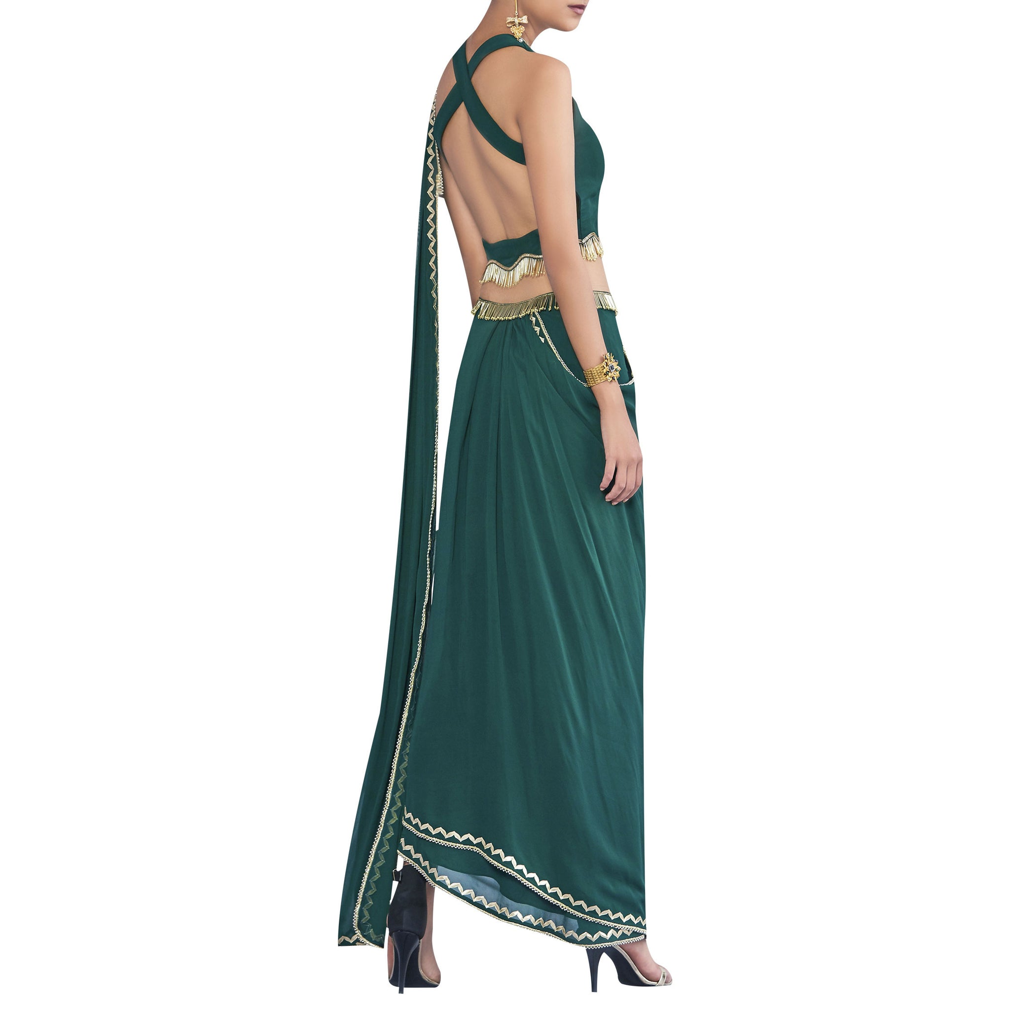 Embroidered Pre-Draped sari