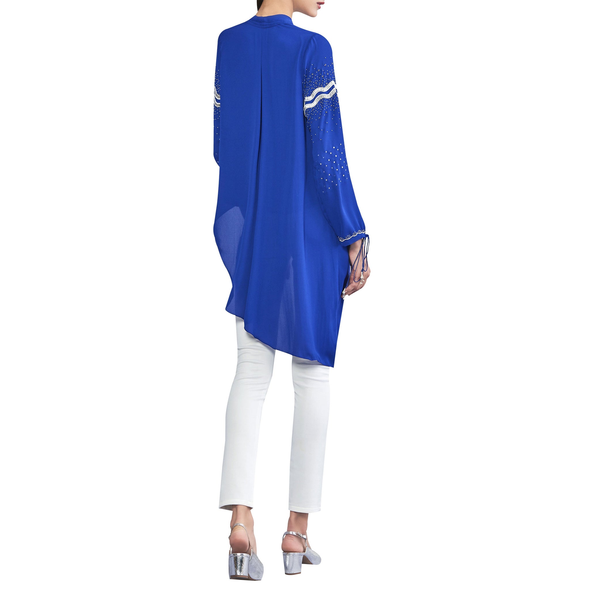 Embroidered Draped Blouse