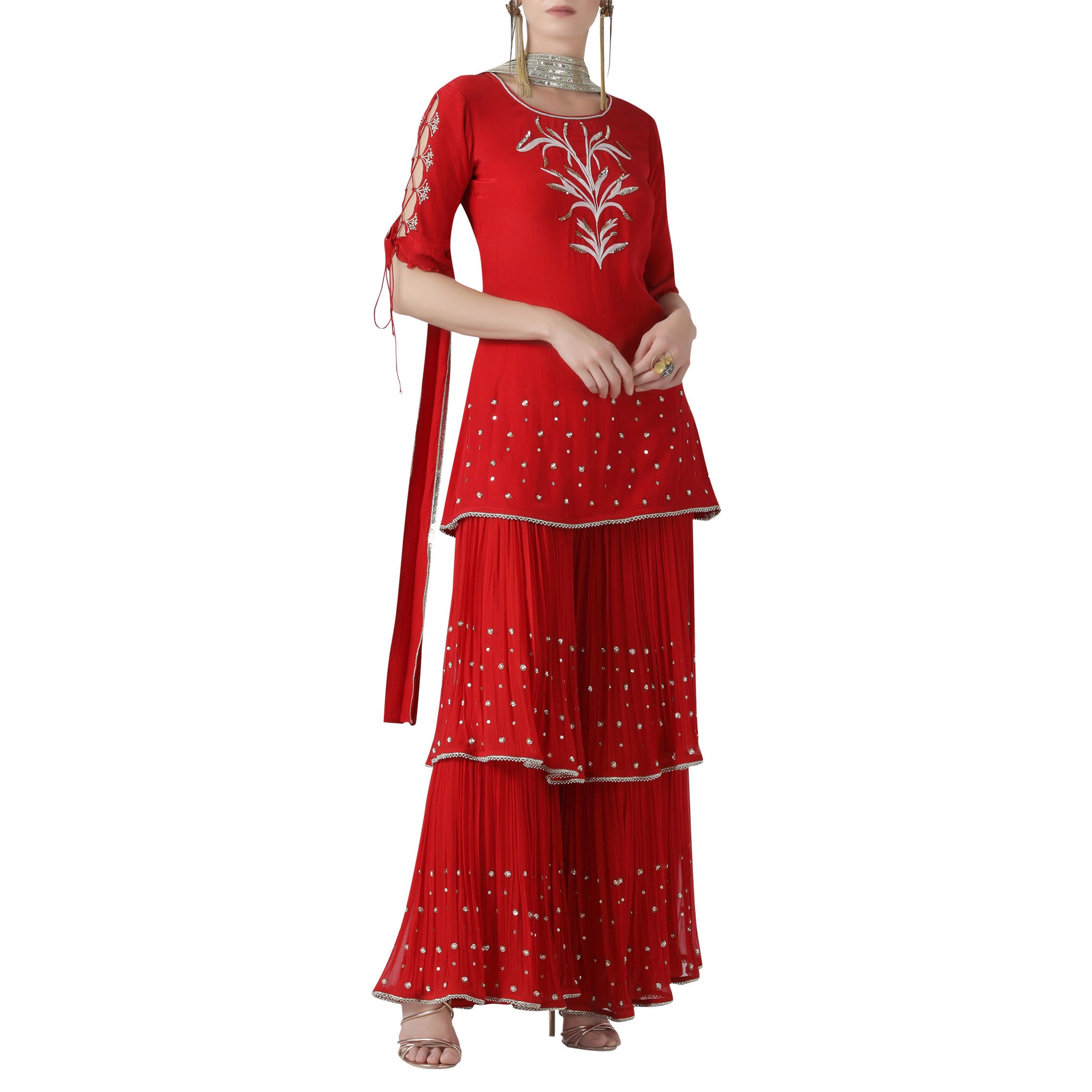 Embroidered Kurta Sharara Set