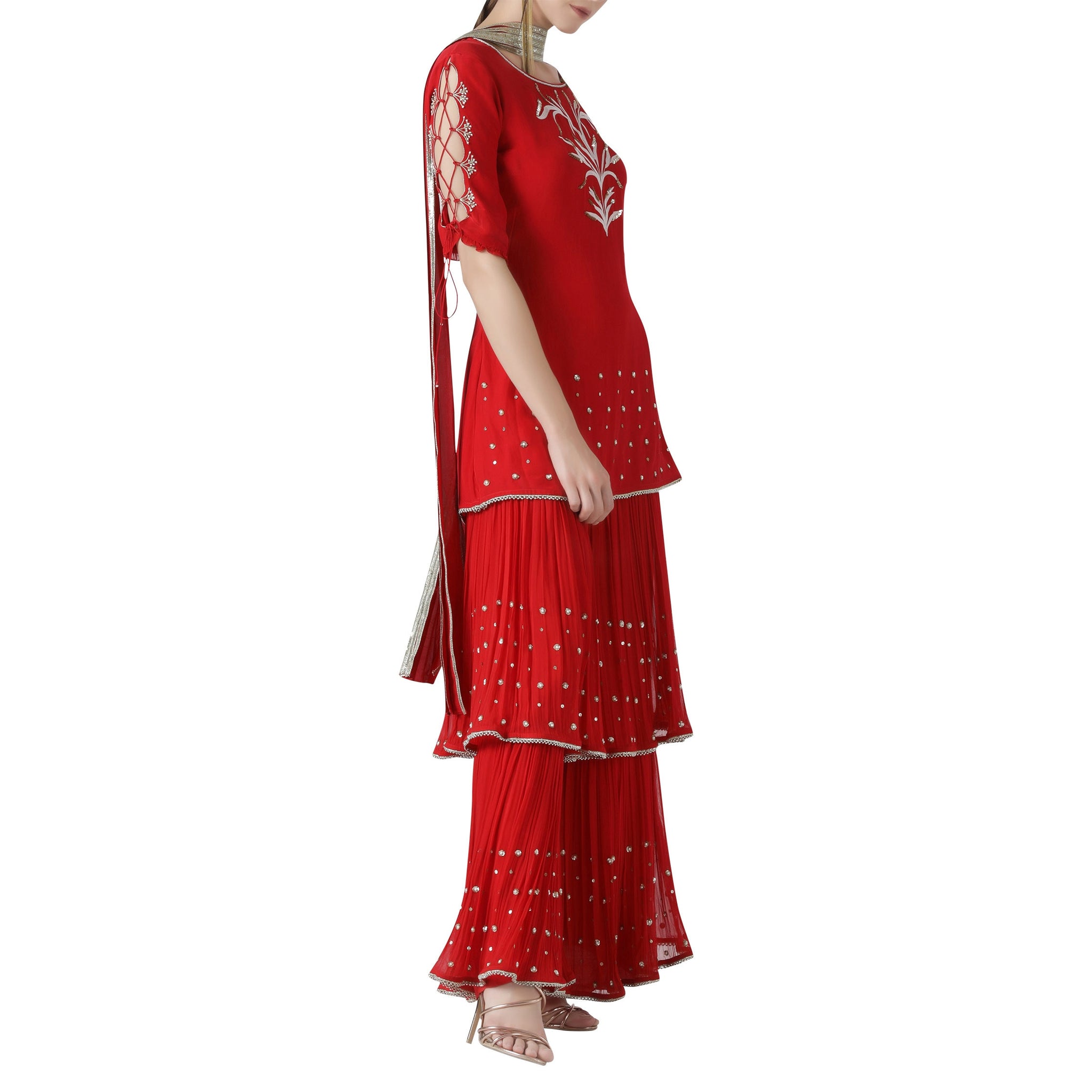 Embroidered Kurta Sharara Set