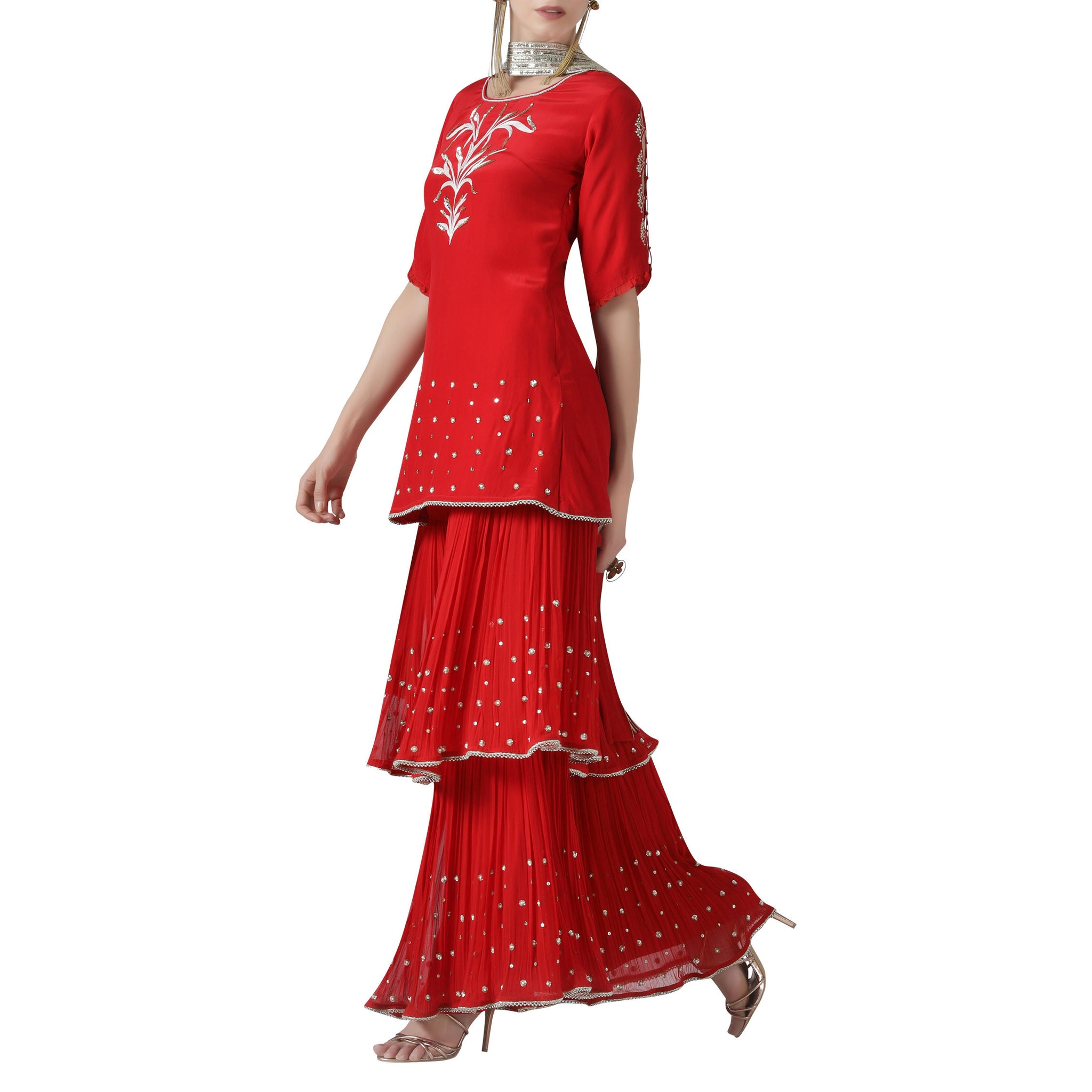 Embroidered Kurta Sharara Set