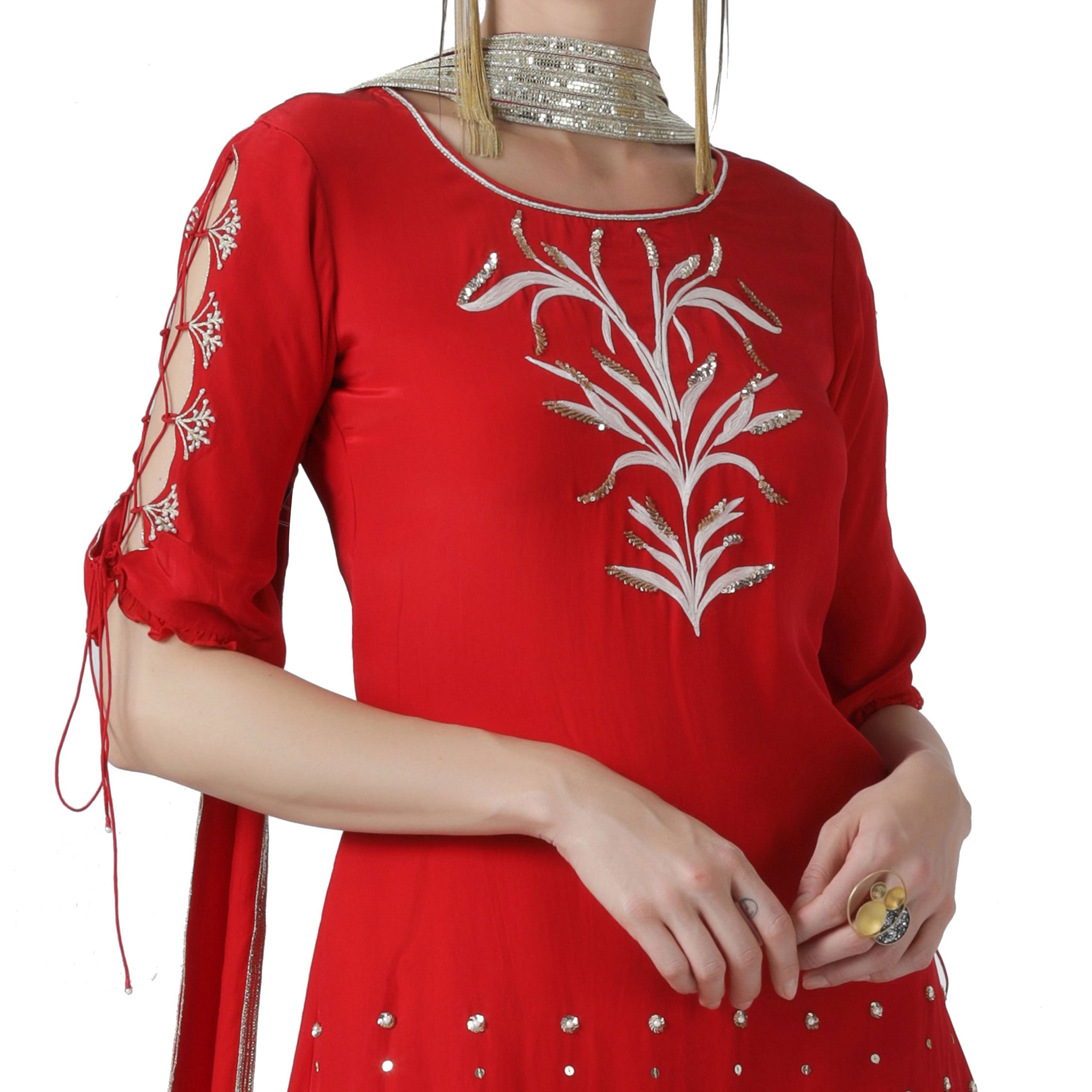Embroidered Kurta Sharara Set