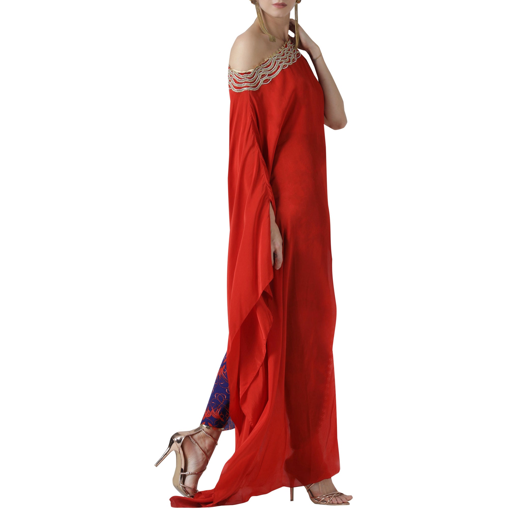 Embroidered Tunic with Printed Tulip Pants