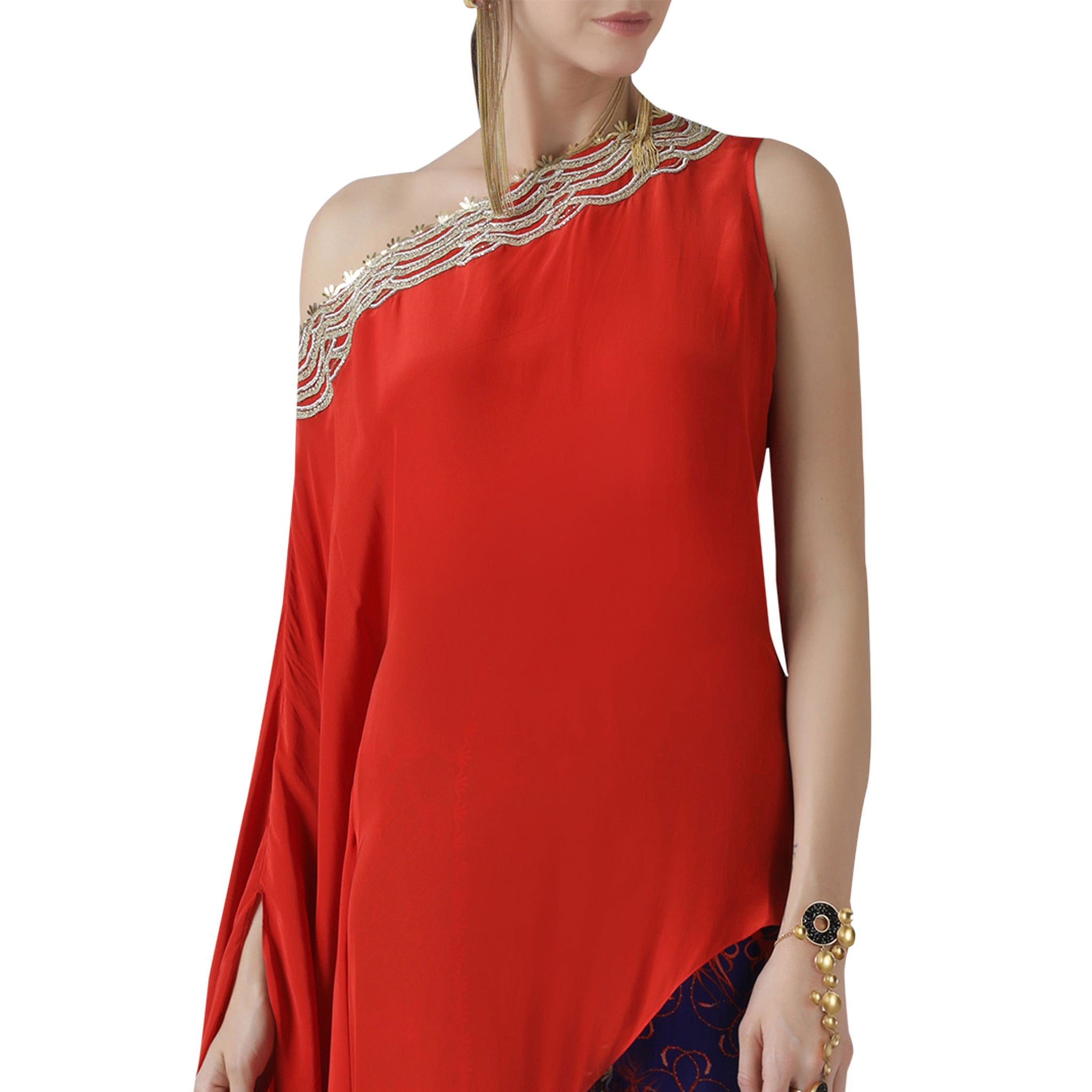 Embroidered Tunic with Printed Tulip Pants