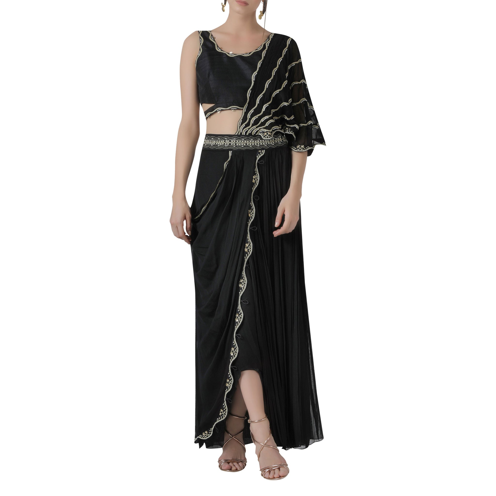 Embroidered Pre-Draped Sari
