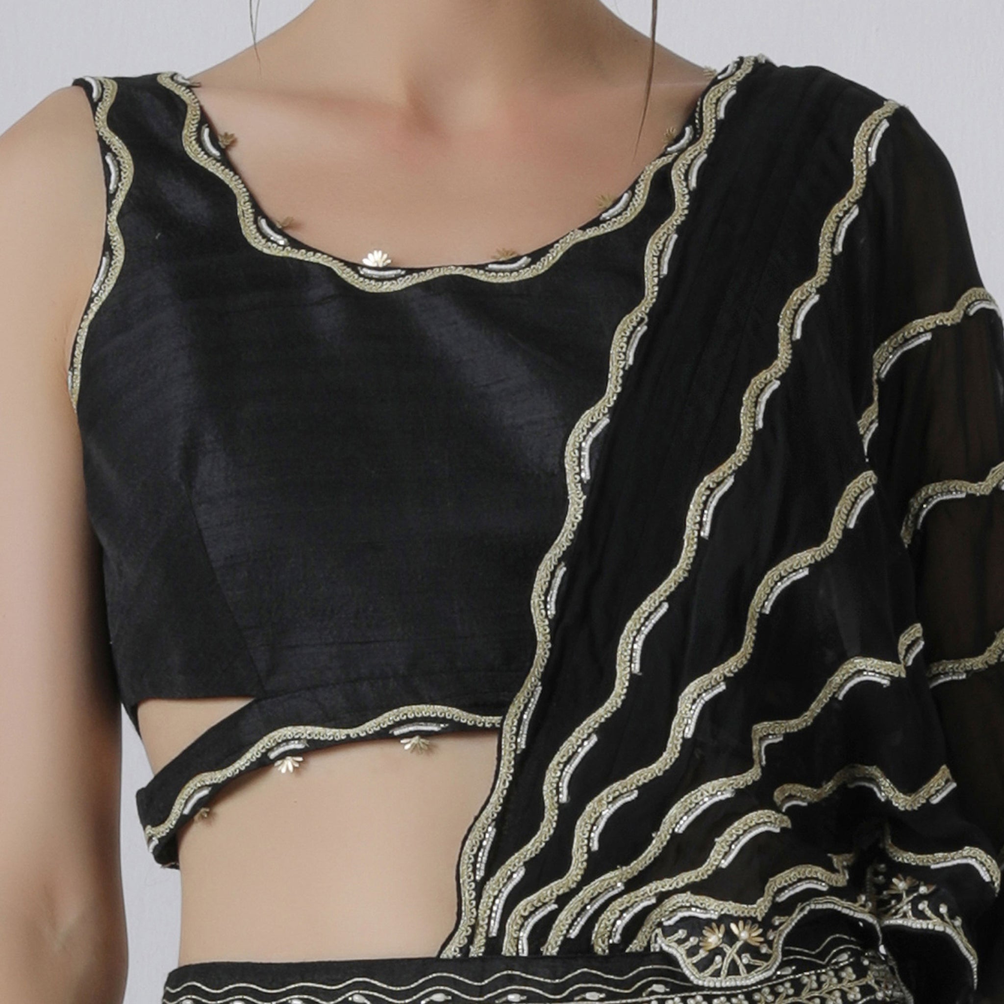 Embroidered Pre-Draped Sari