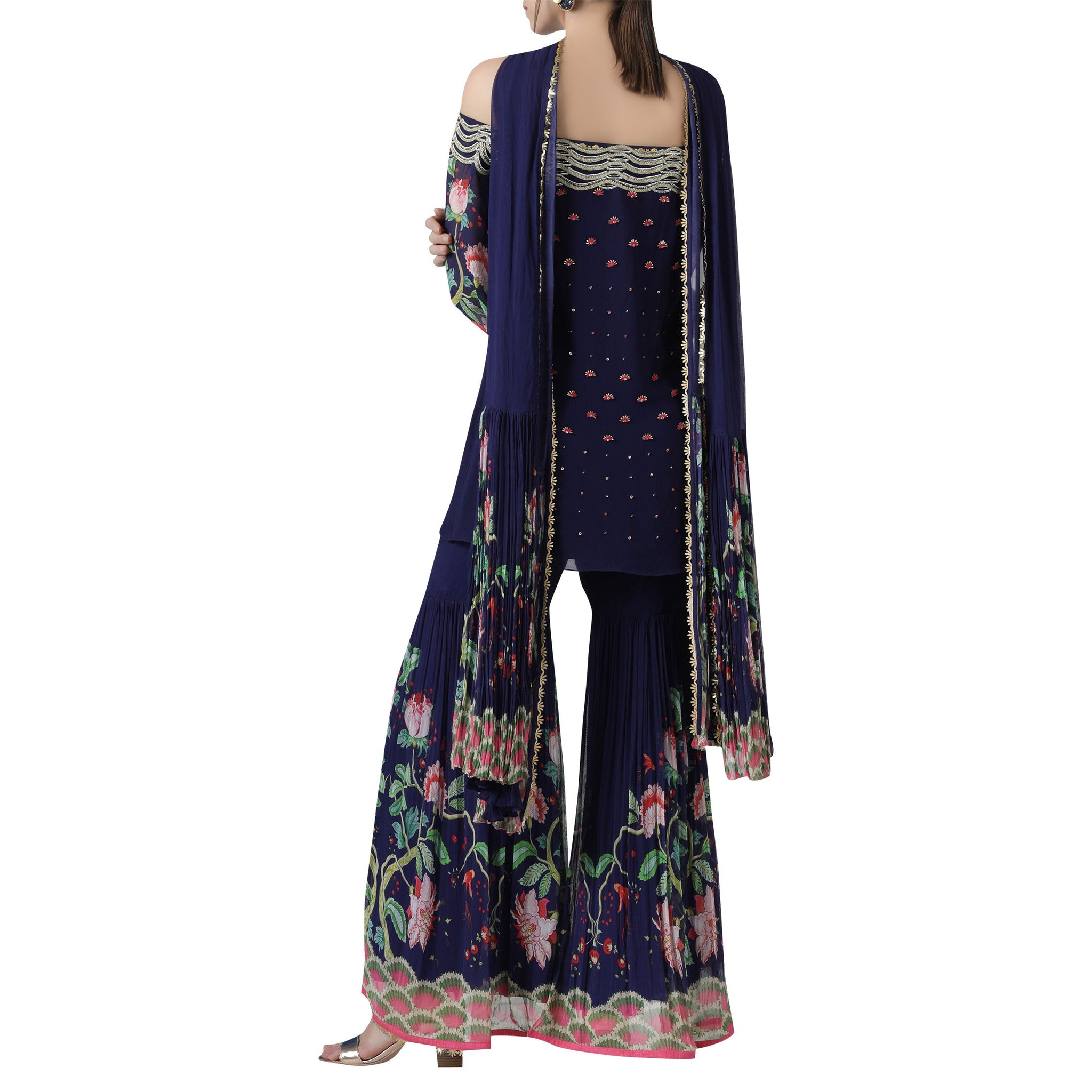 Embroidered Kurta Sharara Set