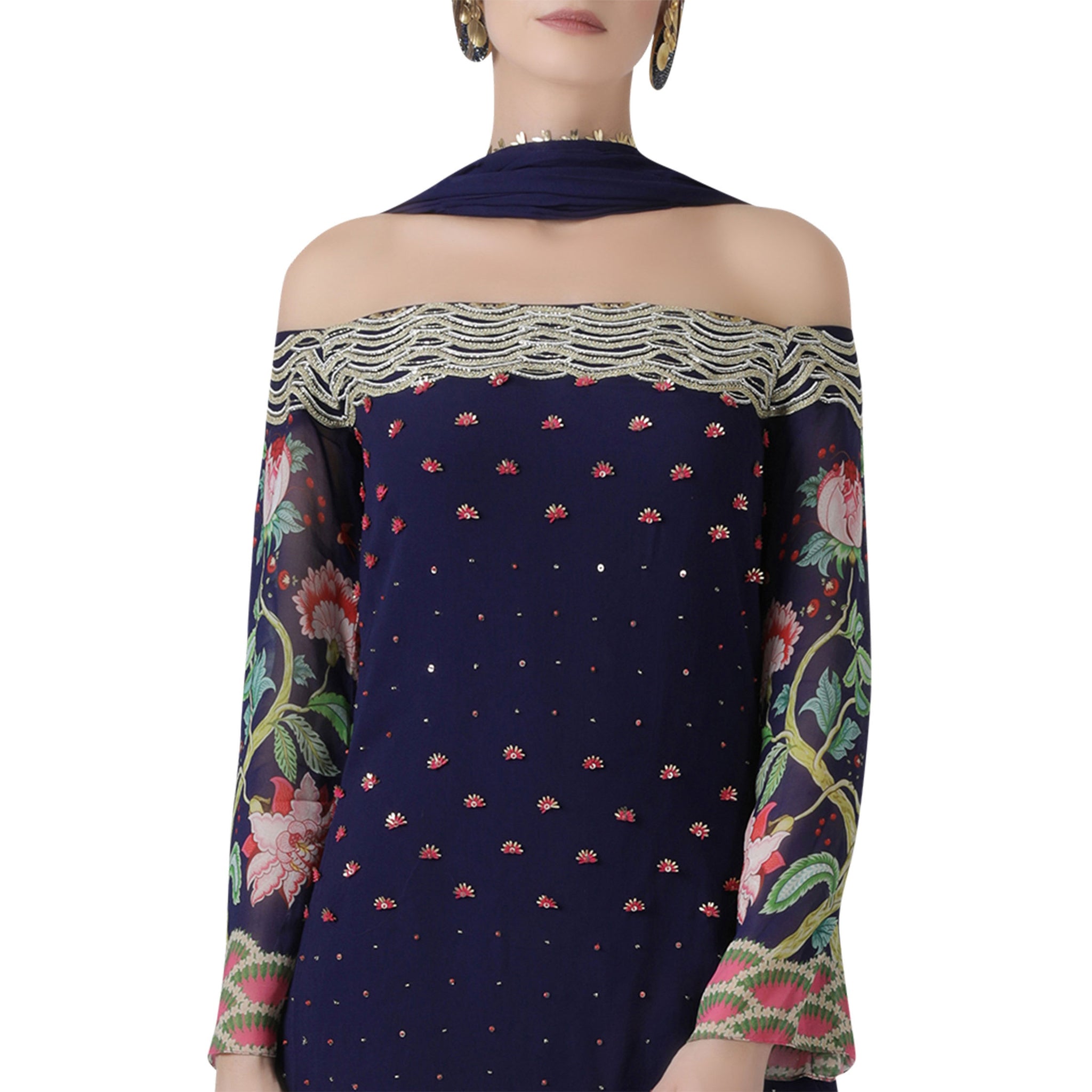Embroidered Kurta Sharara Set