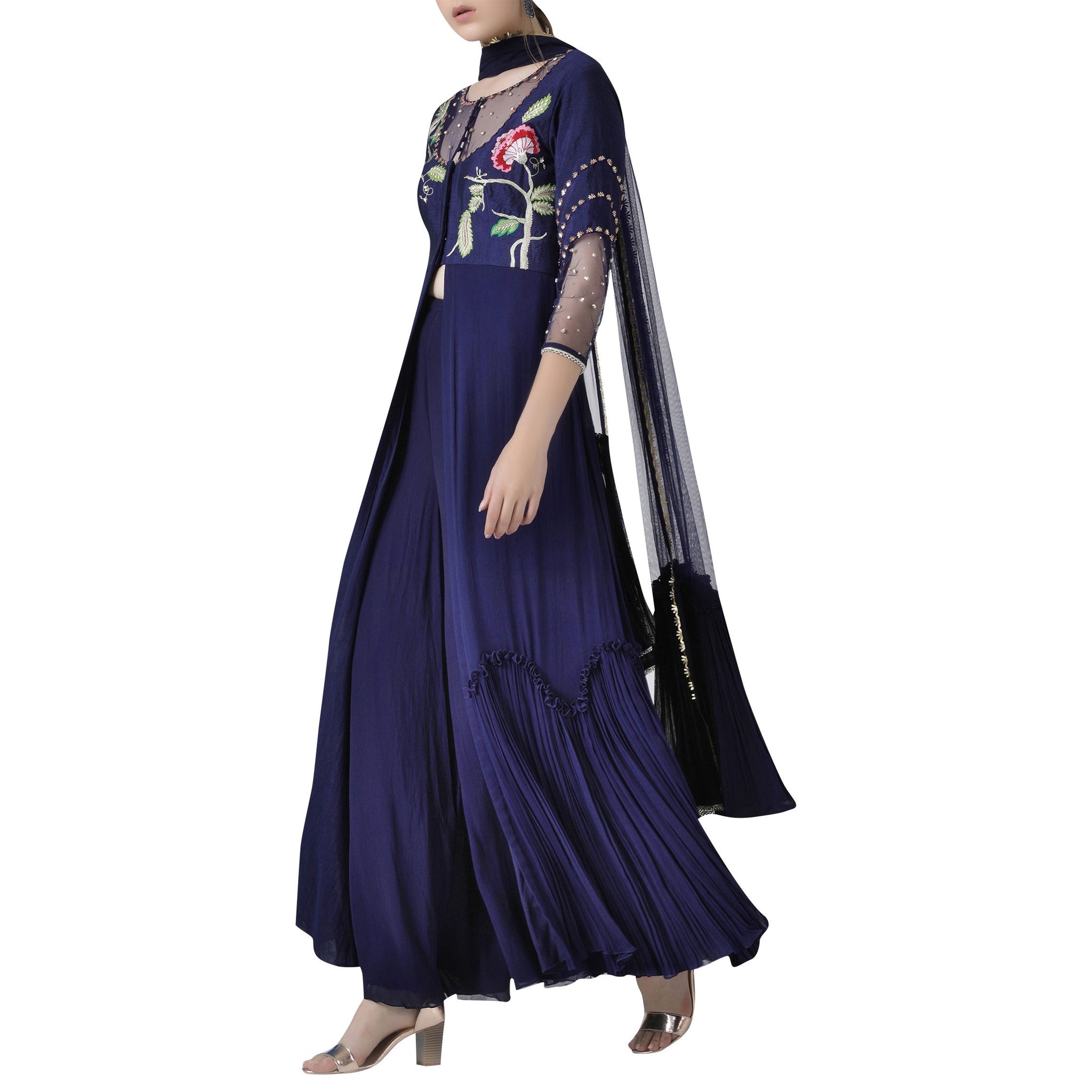 Embroidered Kurta Palazzo Set