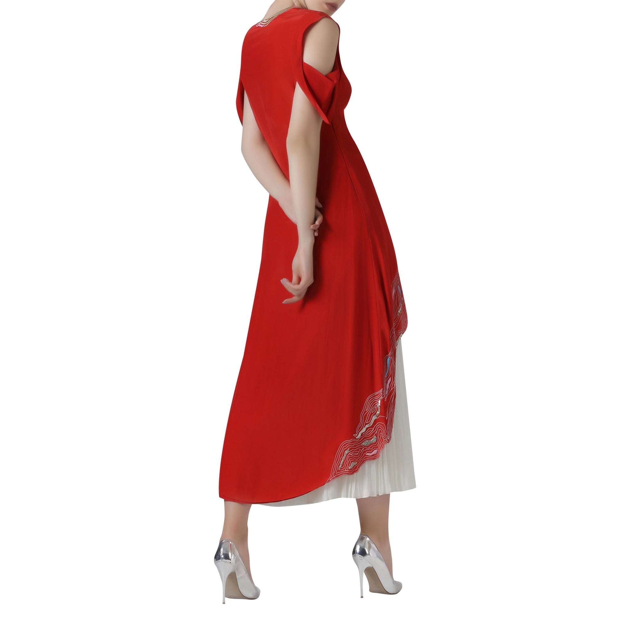 Embroidered Asymmetric Tunic with Pleated Pants Set