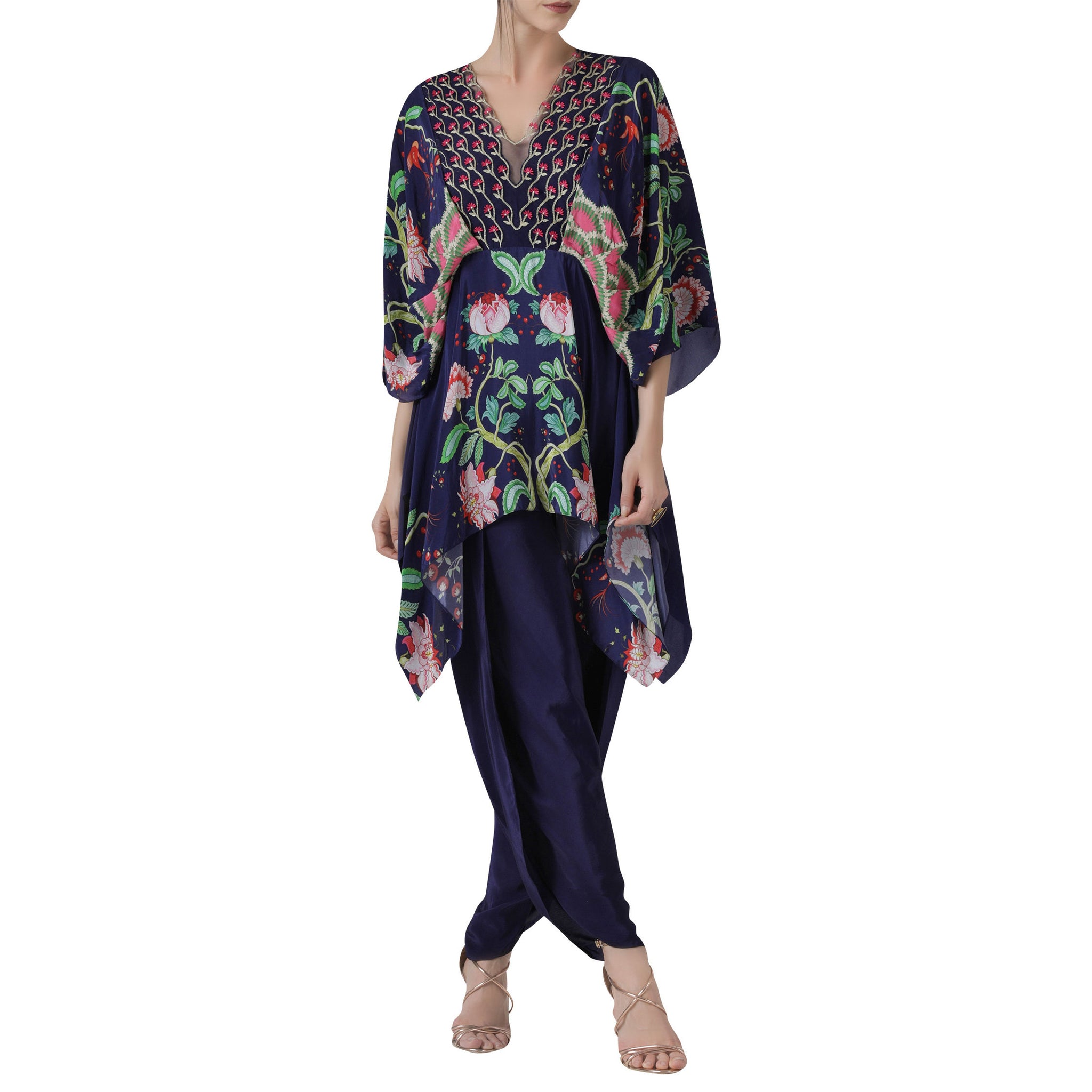 Embroidered Tunic with Dhoti Pants