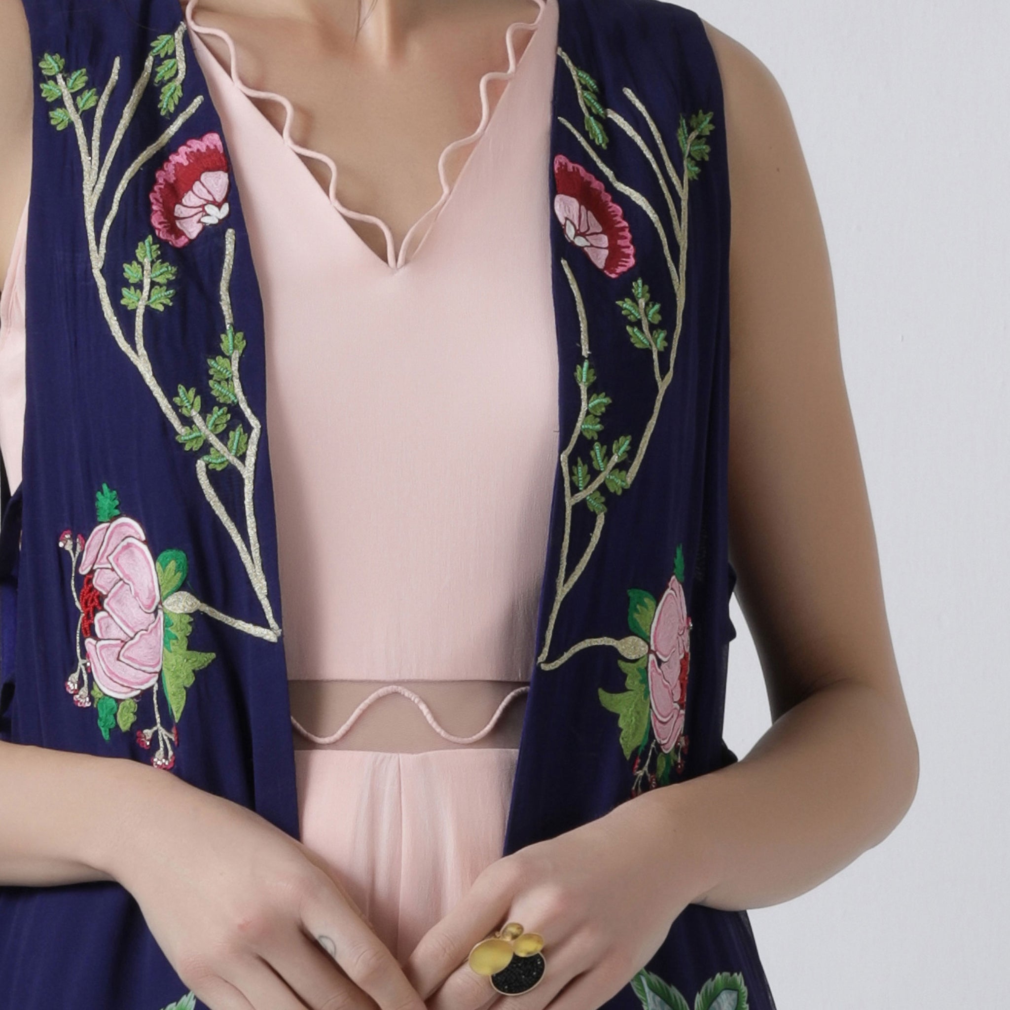 Embroidered Jumpsuit with Jacket