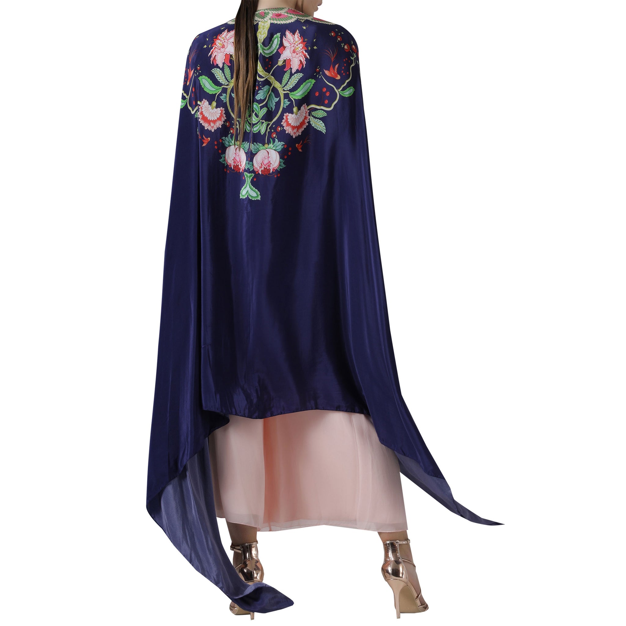 Embroidered Printed Cape Set