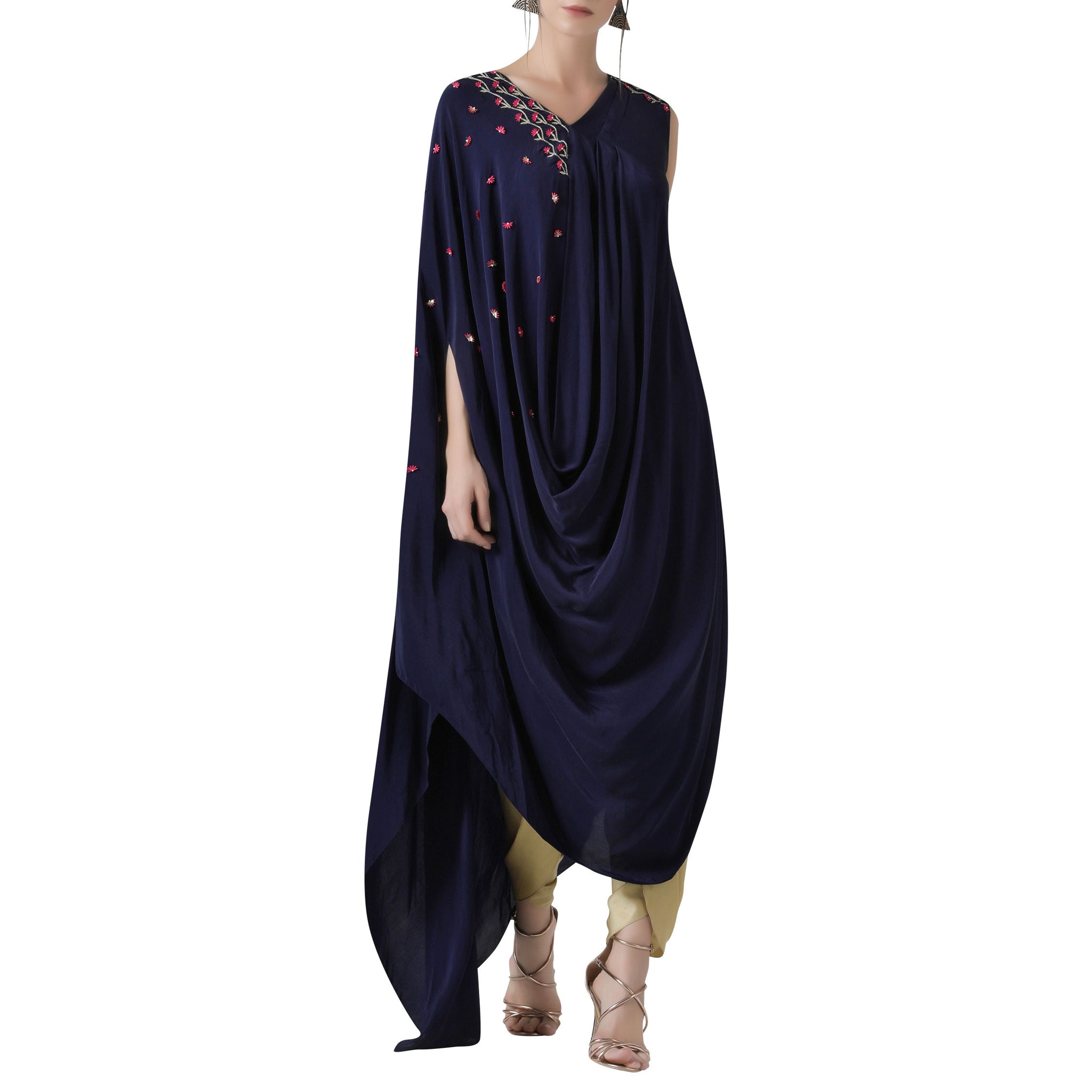 Embroidered Draped Tunic with Tulip Pants