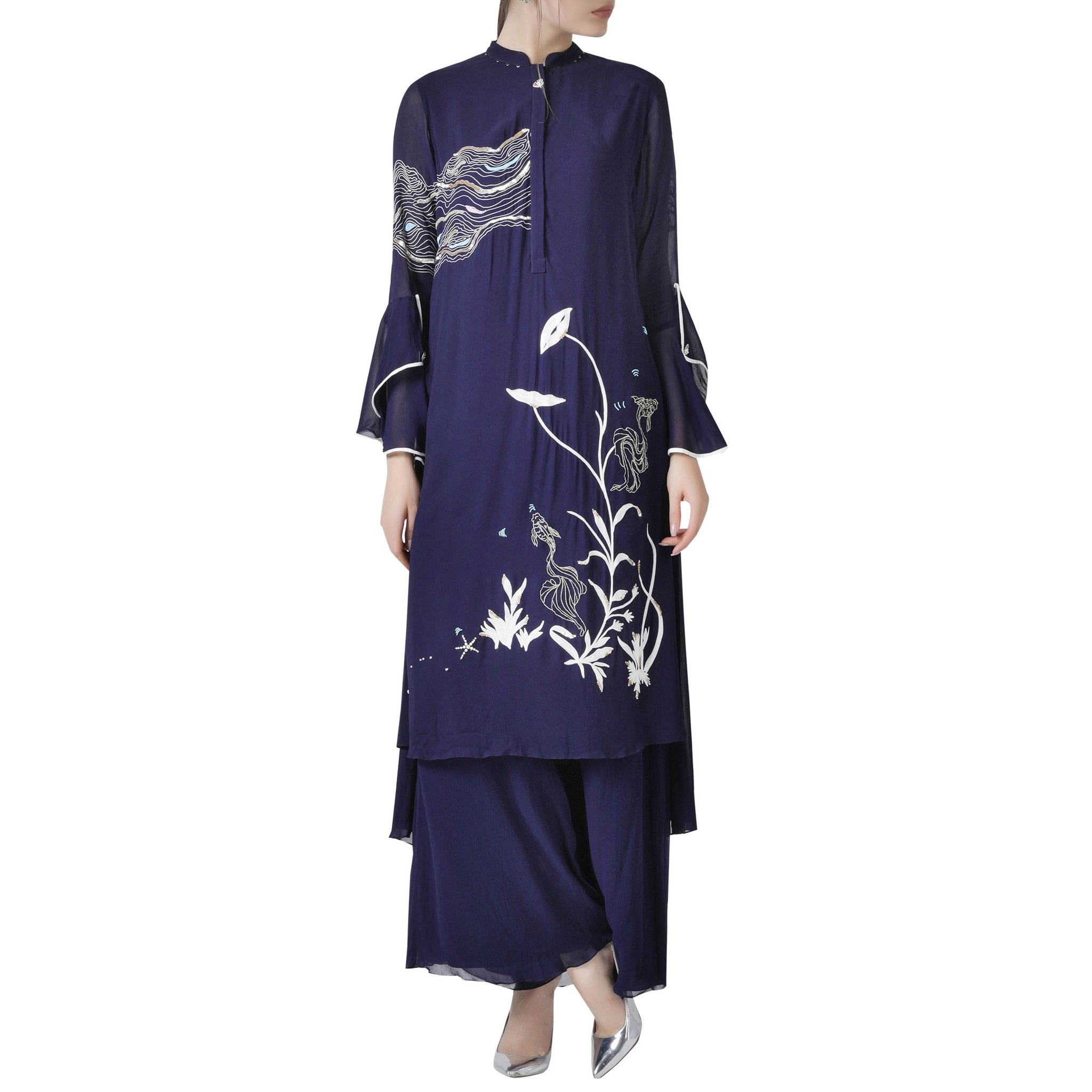 Embroidered Kurta Pallazo Set