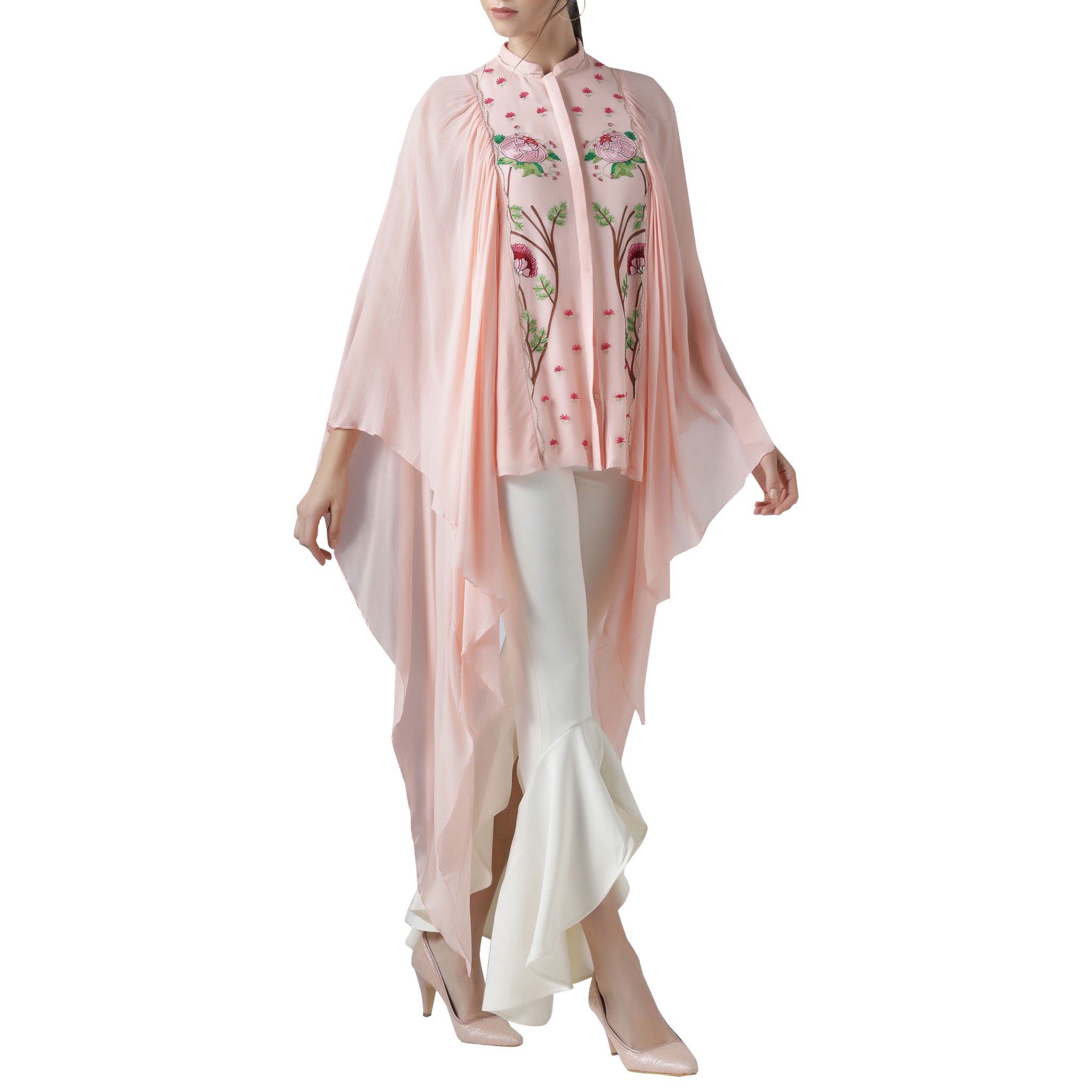 Embroidered Top with Exaggerated Sleeves