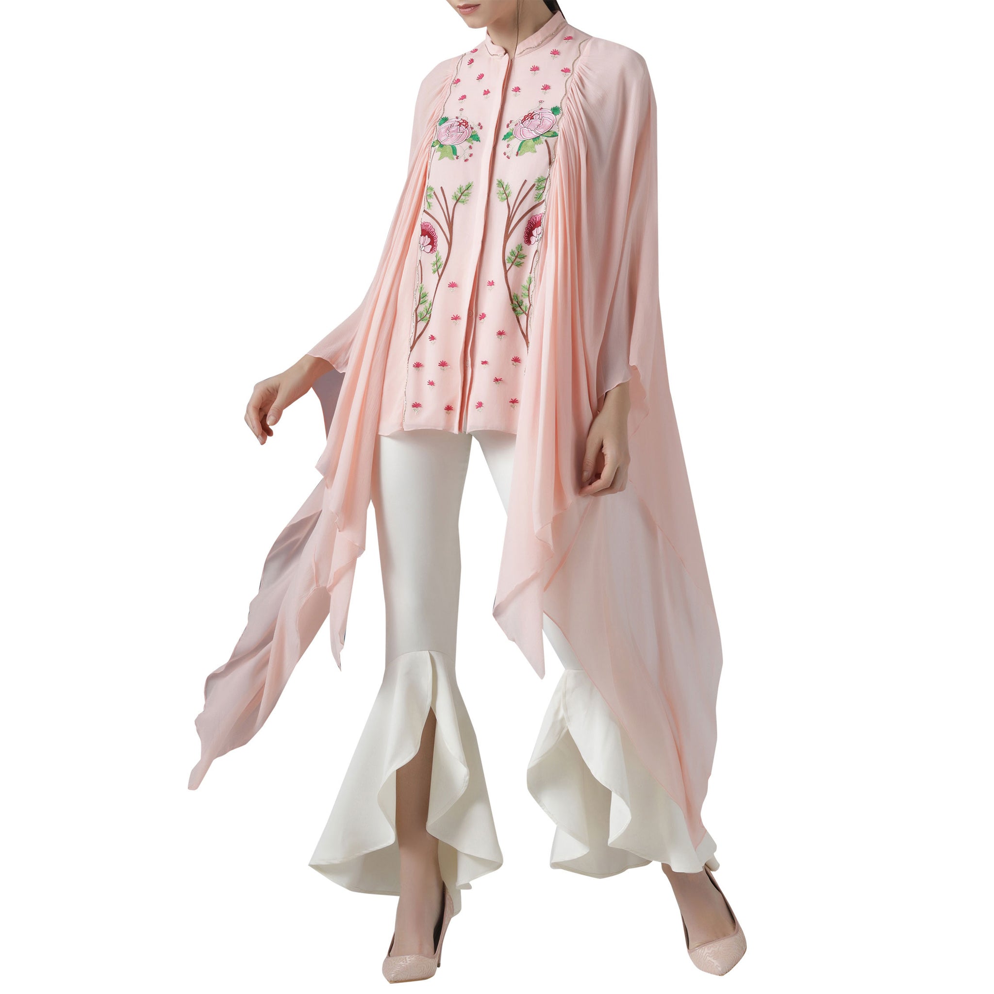 Embroidered Top with Exaggerated Sleeves