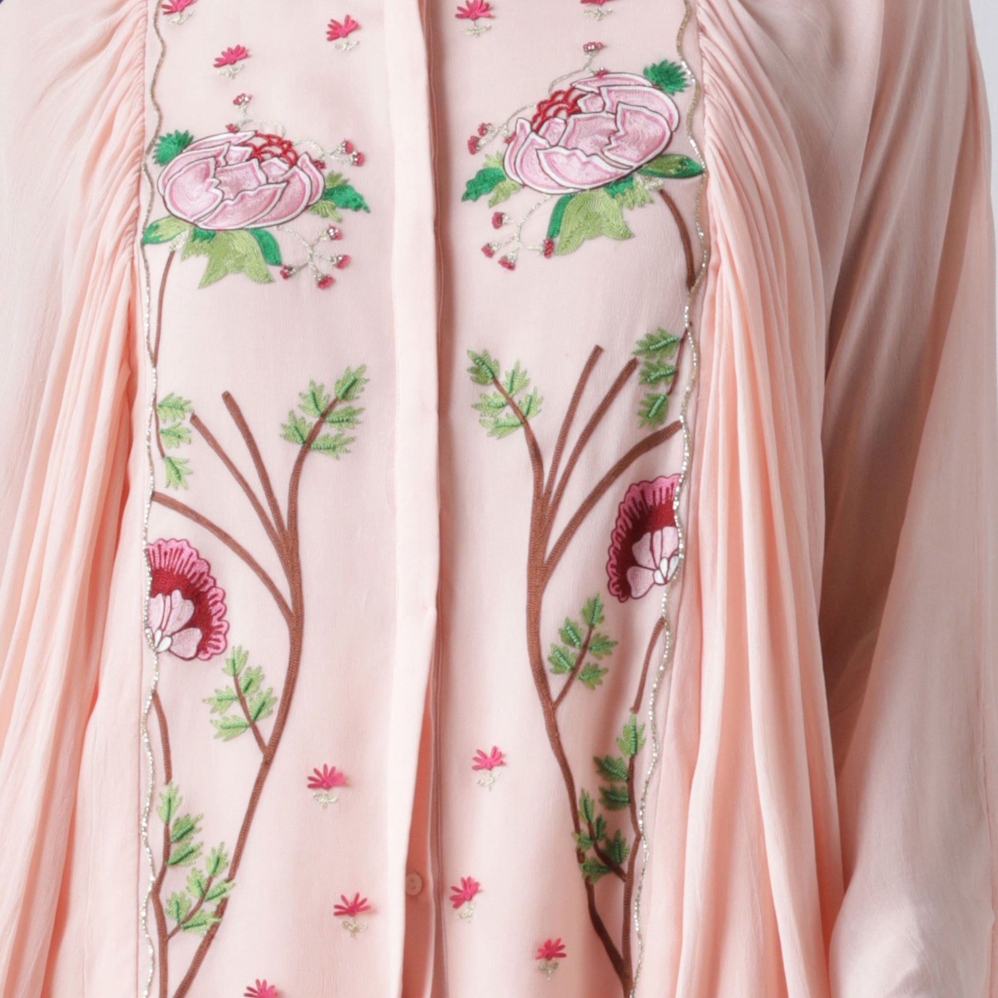 Embroidered Top with Exaggerated Sleeves