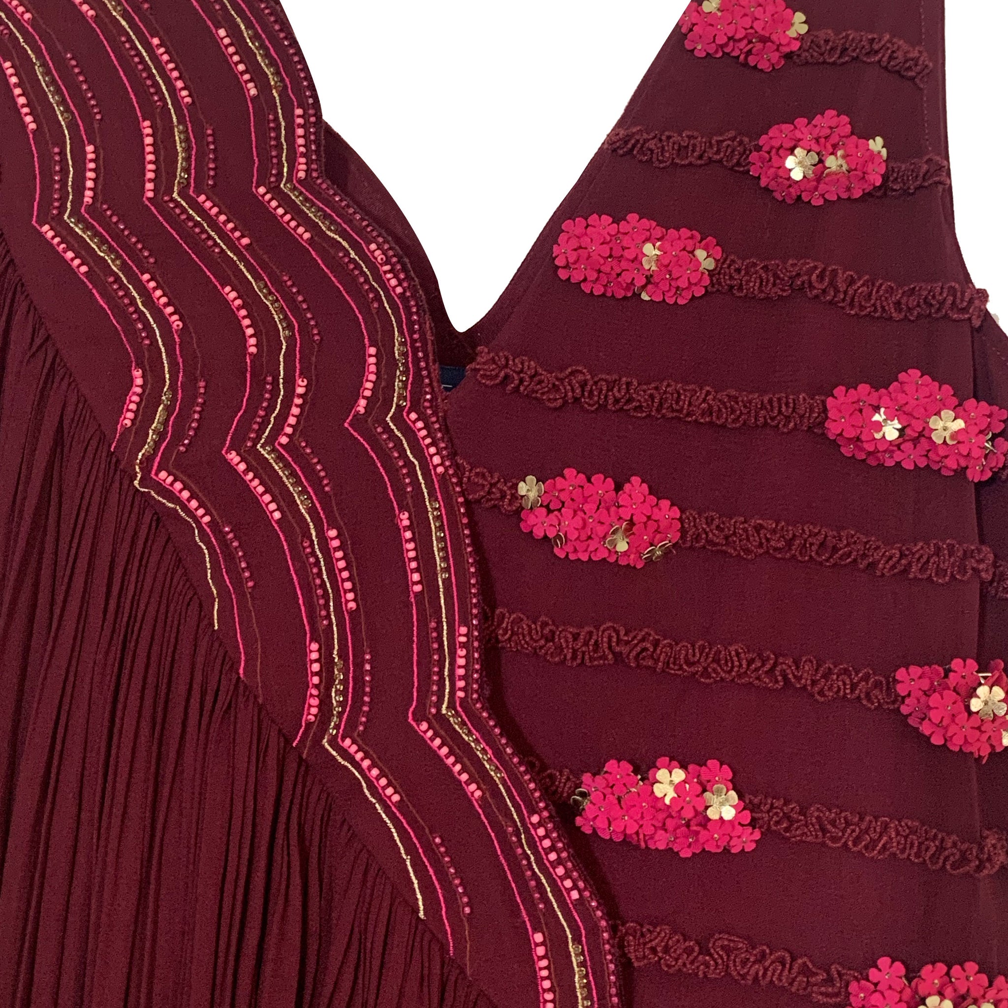 Embroidered Draped Gown