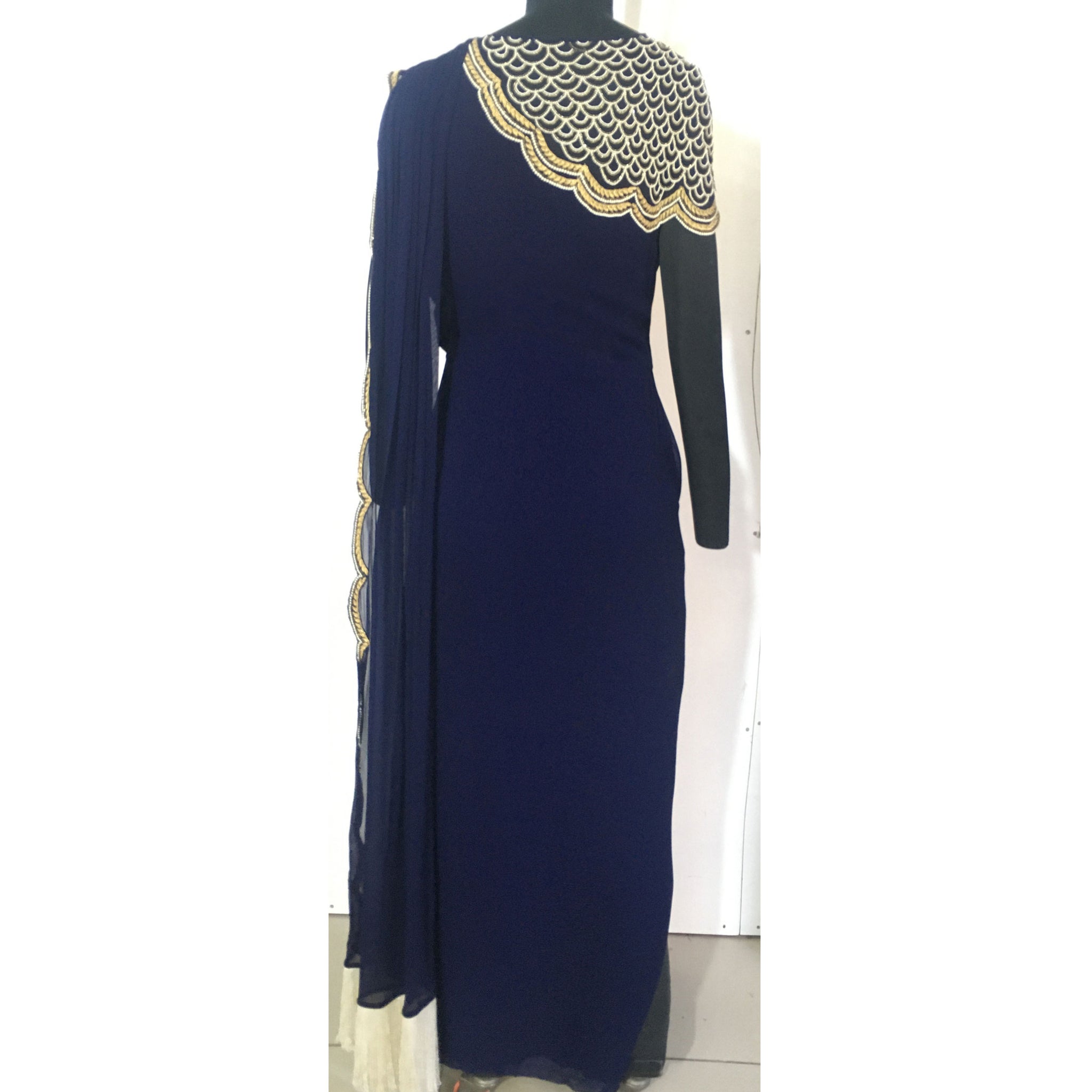 Embroidered Pre- Draped Sari Gown