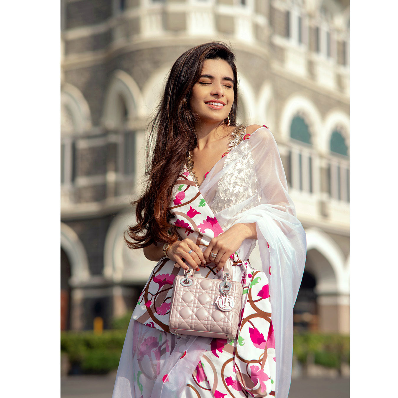 Sari with Embroidered Bustier and Half Jacket
