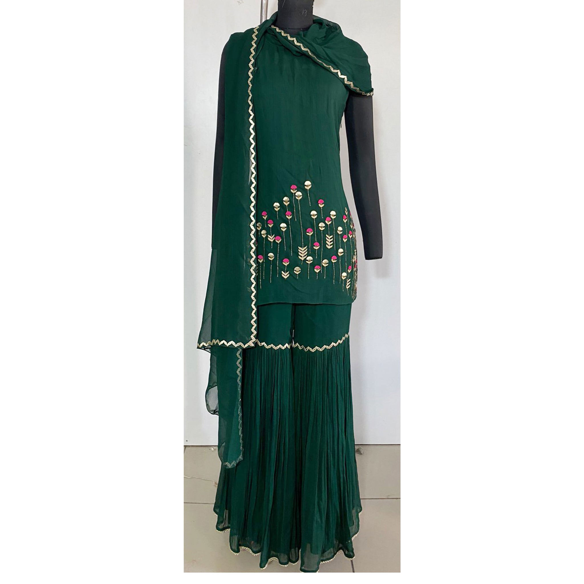 Embroidered Draped Sharara Set