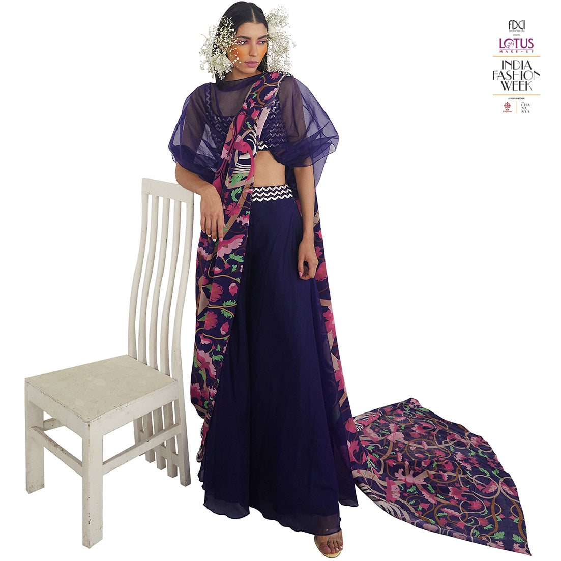 Embroidered Pre-draped Trouser Sari