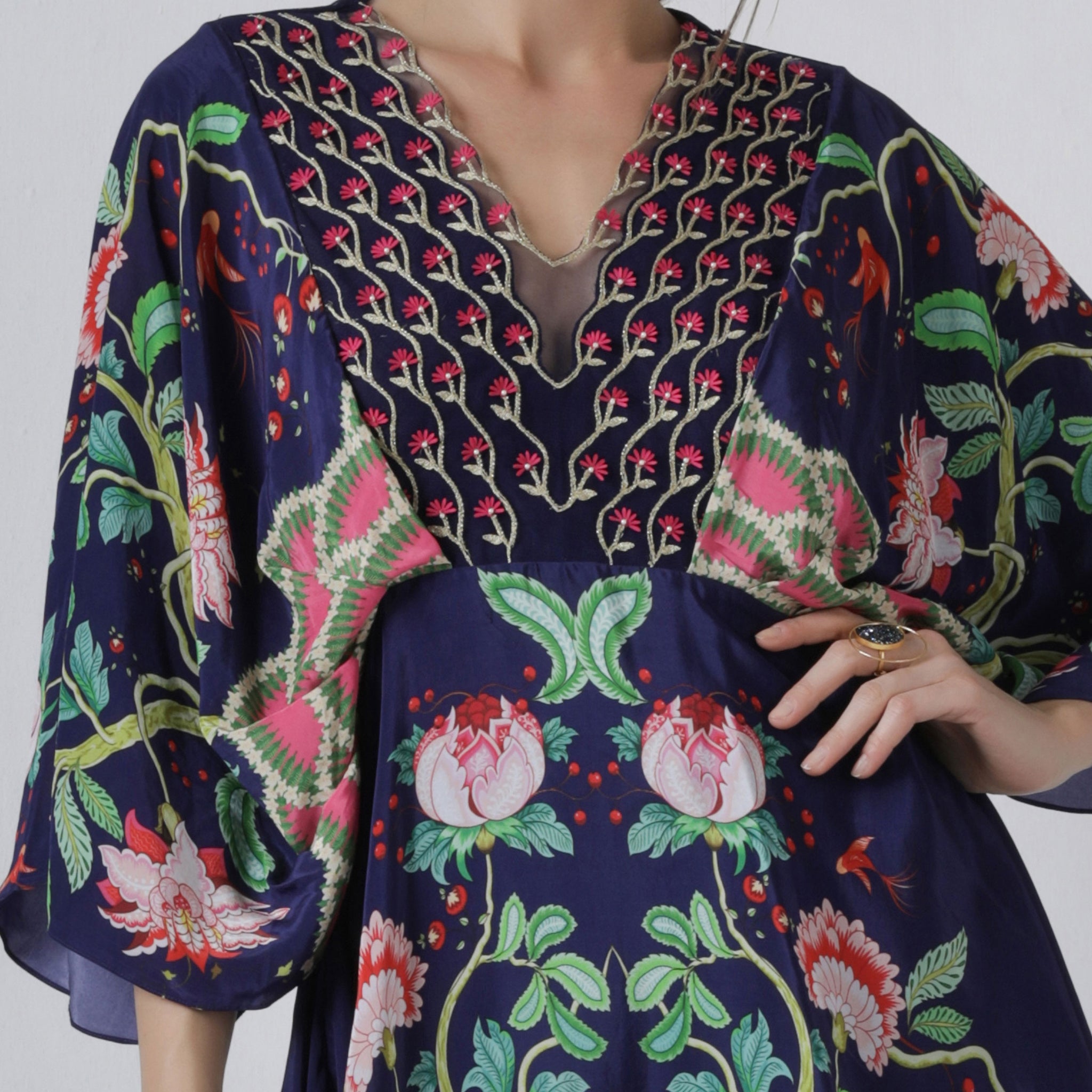 Embroidered Tunic with Dhoti Pants