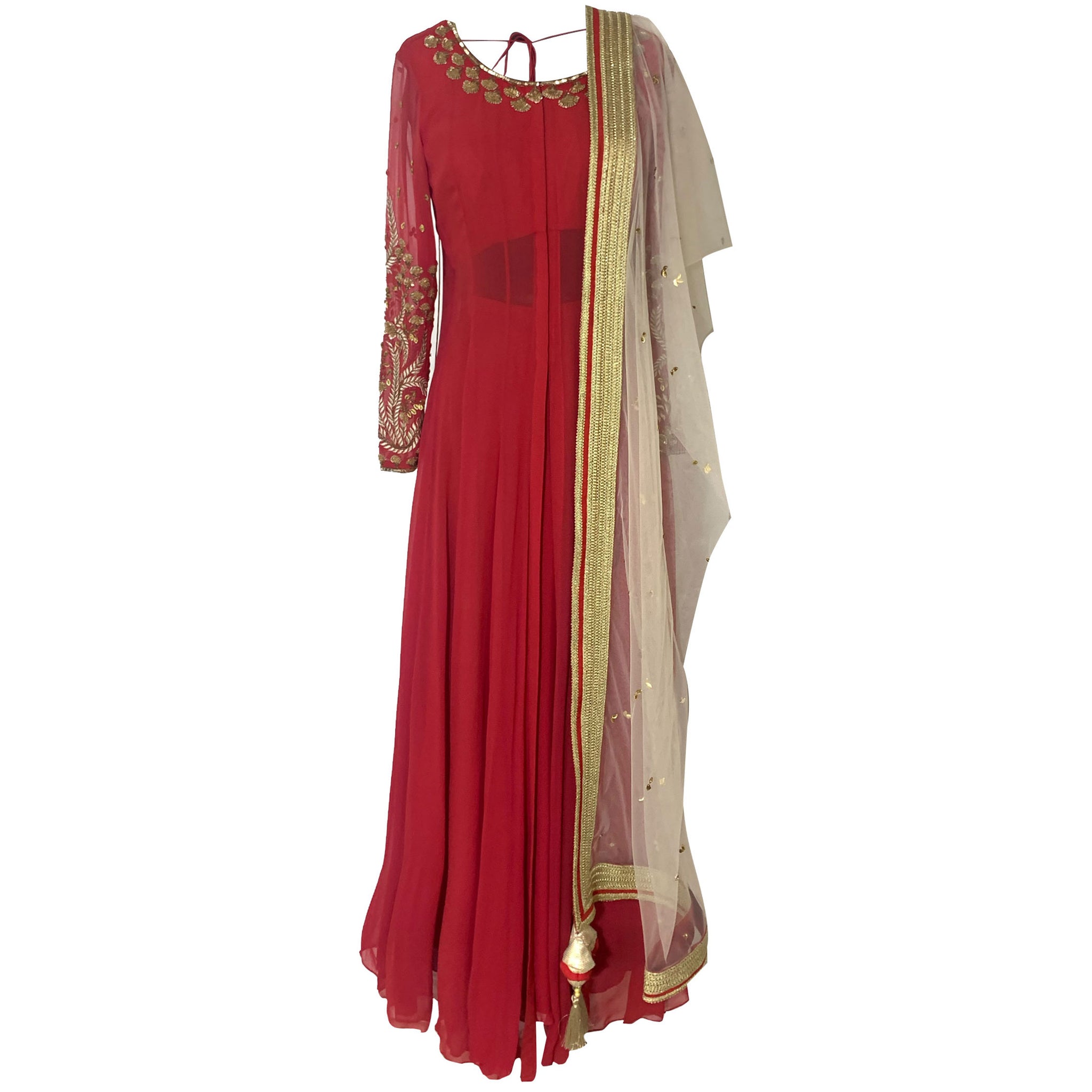 Embroidered Anarkali with Pallazo and Dupatta