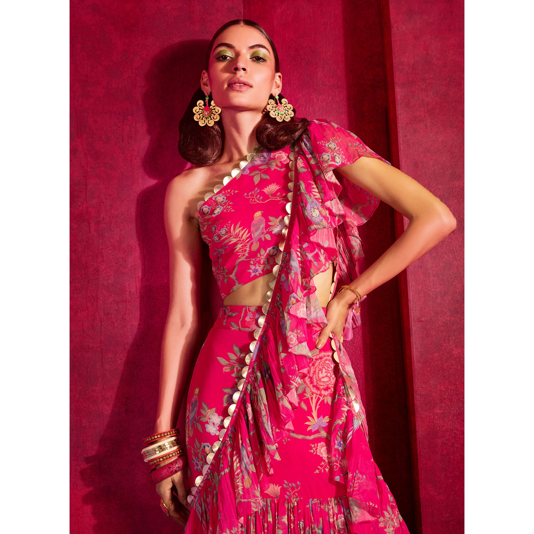 Embroidered Pre-draped Sari Gown