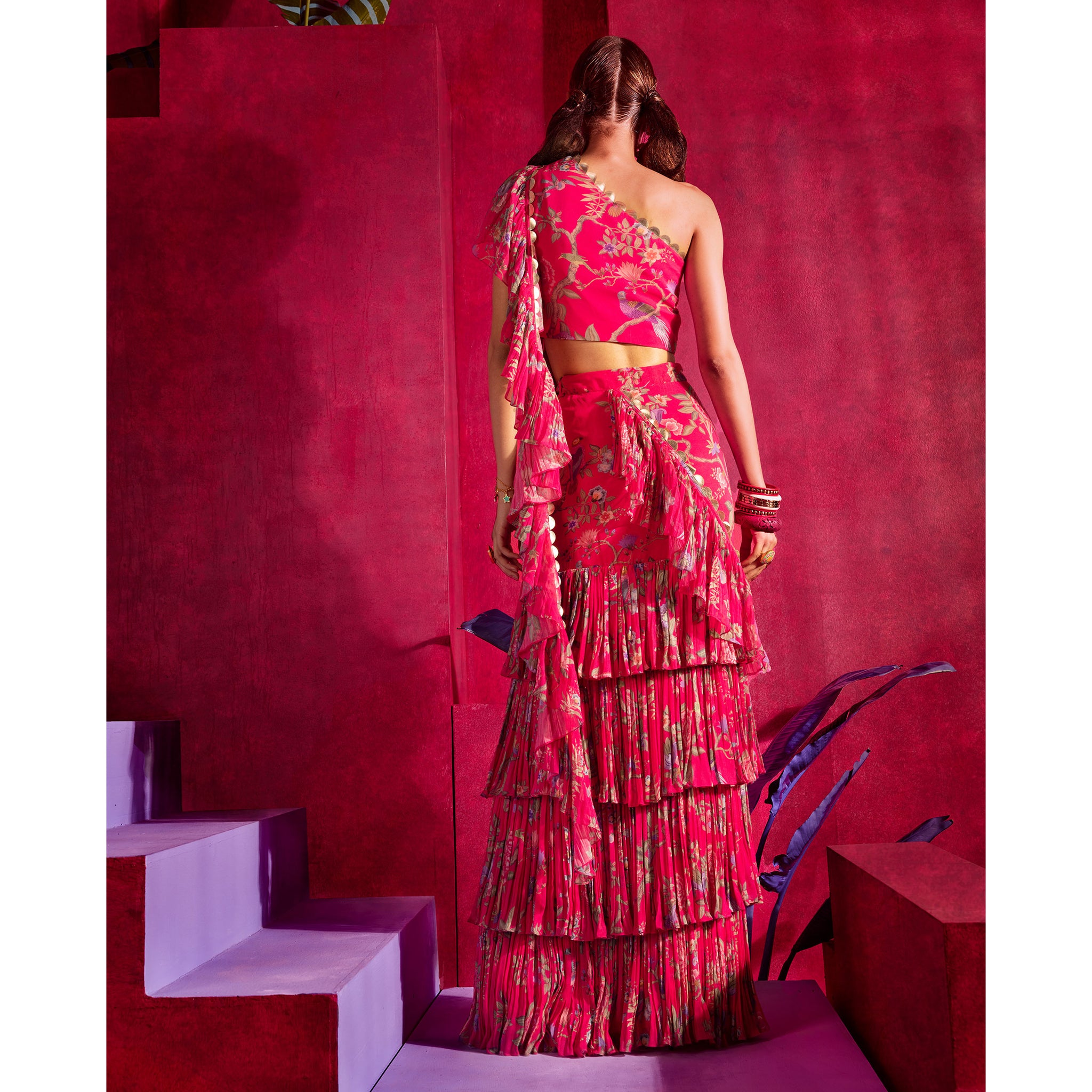 Embroidered Pre-draped Sari Gown
