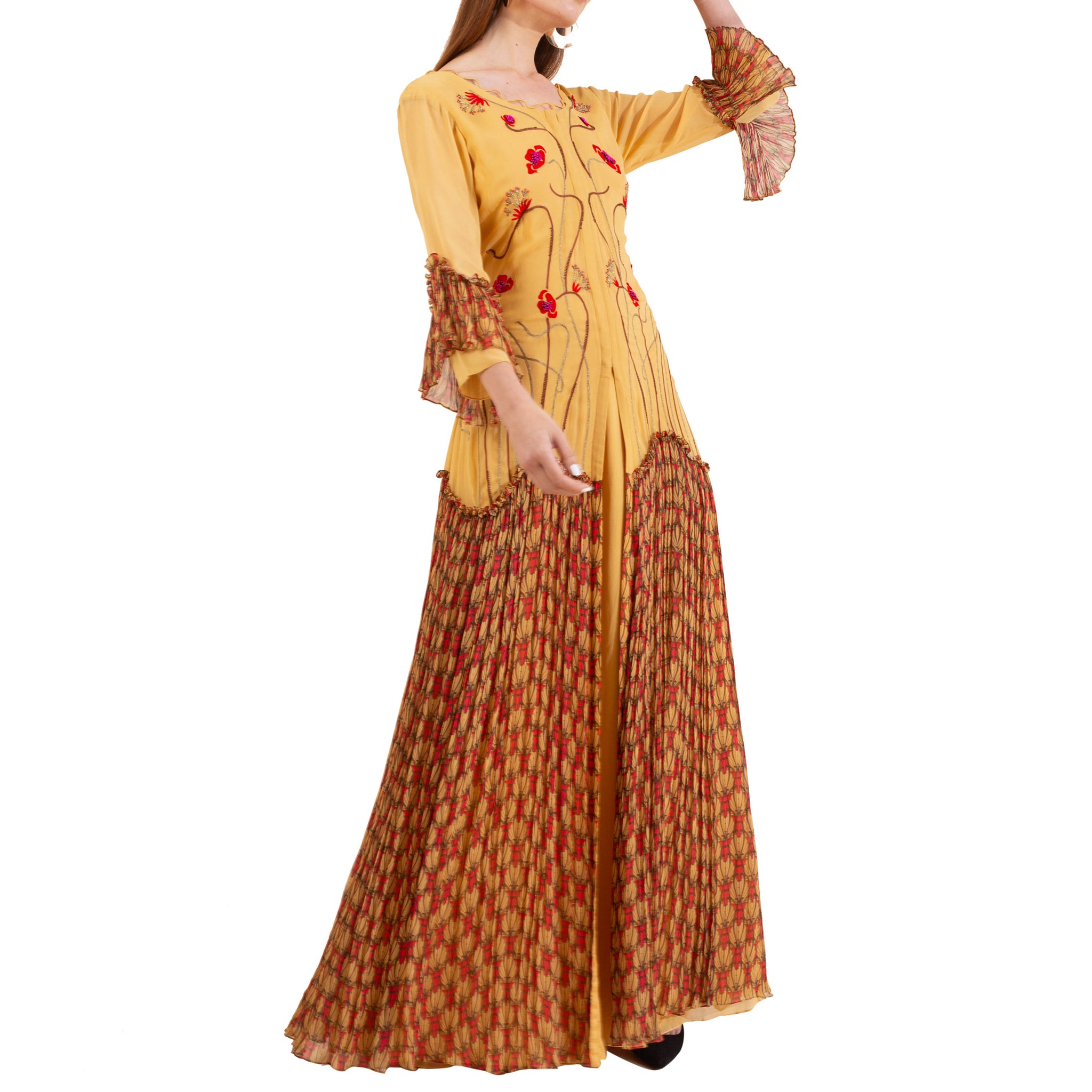 Embroidered Printed Kurta With Palazzo