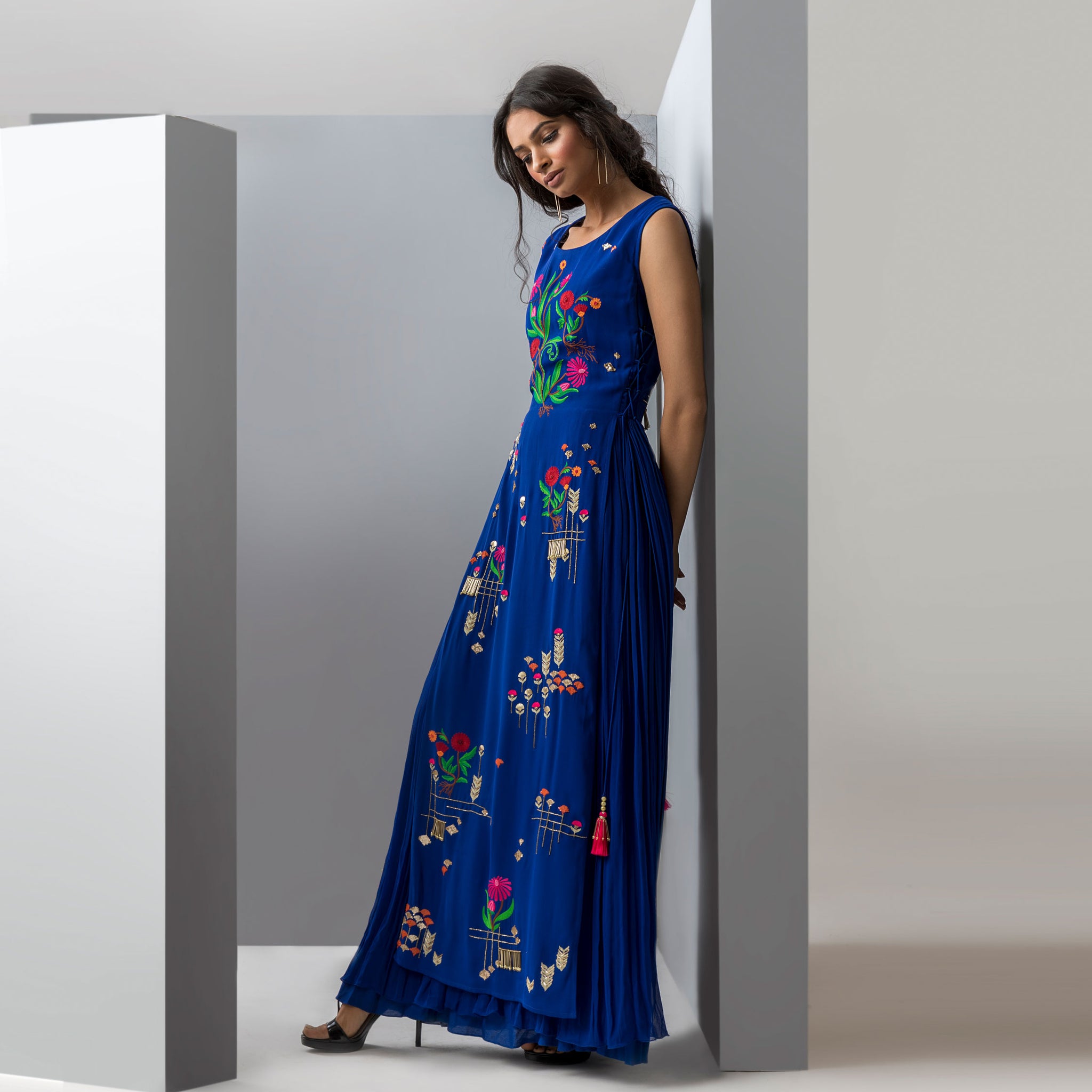 Embroidered Layered Gown