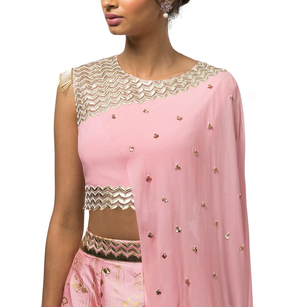 Embroidered Draped Lehenga