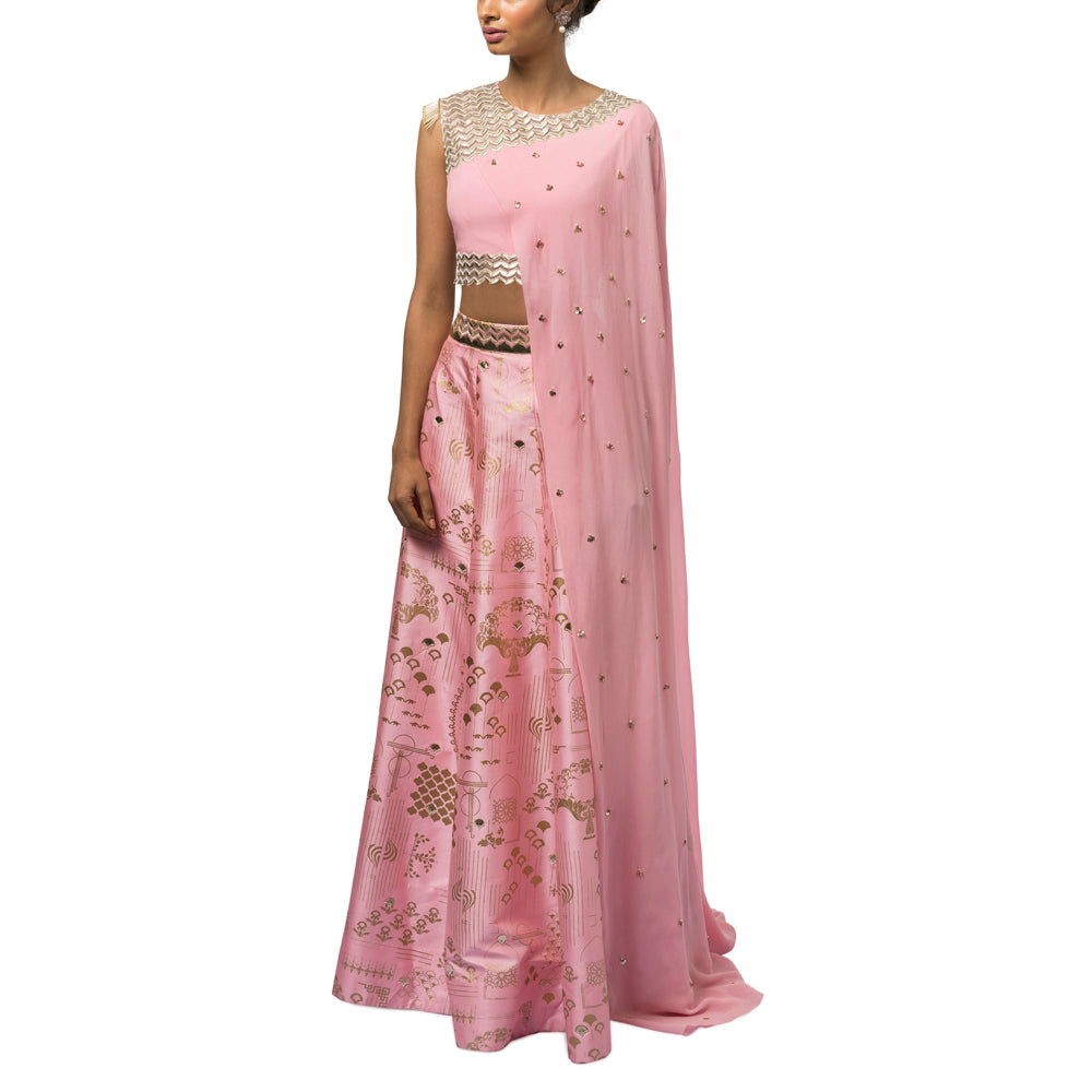 Embroidered Draped Lehenga